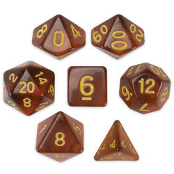 Set of 7 Polyhedral Dice, Desert Topaz