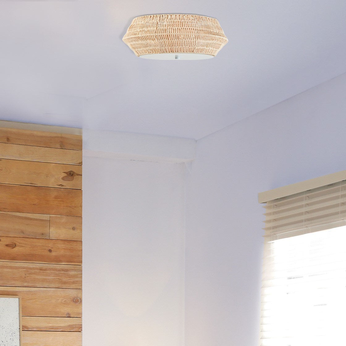 Boho Bamboo Flush Mount Ceiling Light