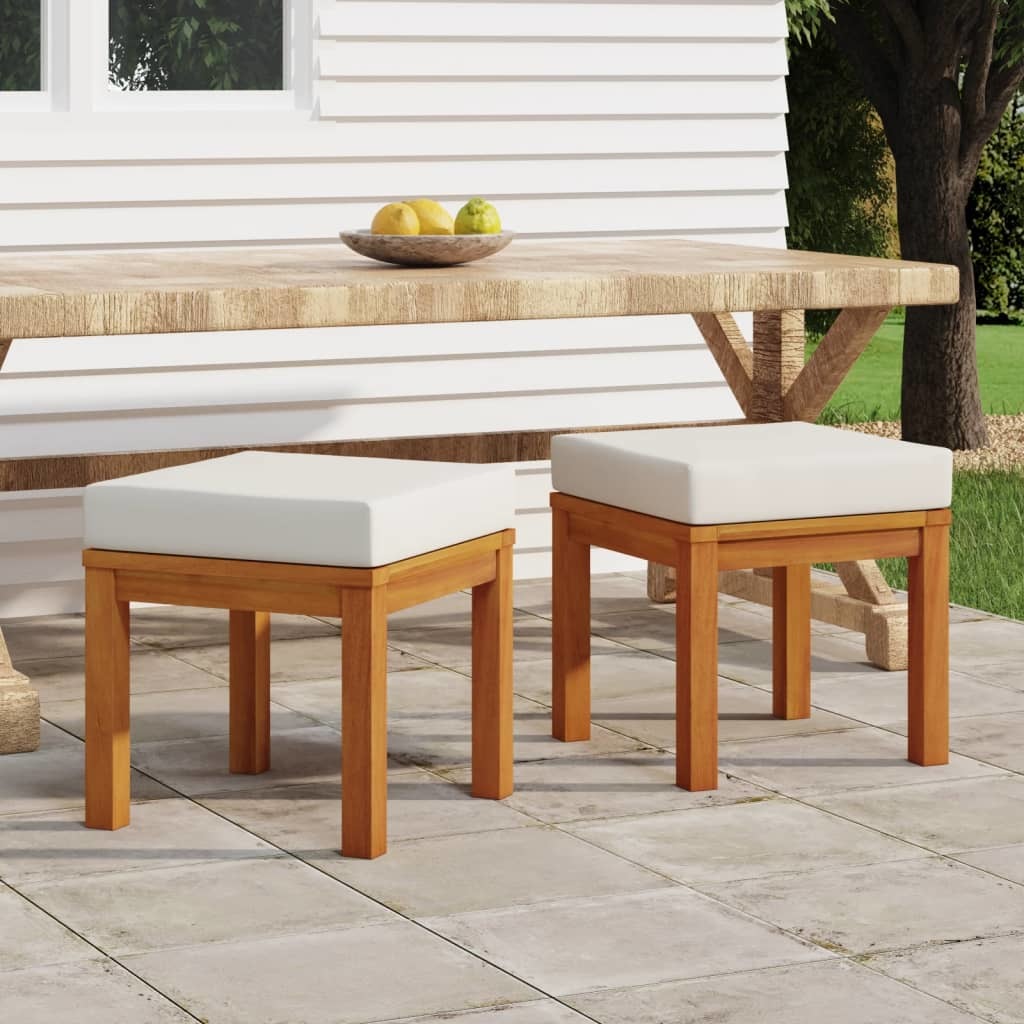 Patio Stools with Cushions 2 pcs 15.7"x15.7"x16.5" Solid Wood Acacia