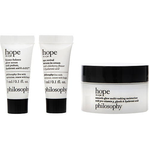 Philosophy by Philosophy Hope In A Jar Hydrate; Smooth & Glow Mini Set: Serum 3ml + Eye Cream 3ml + Moisturizer 15ml --3pcs