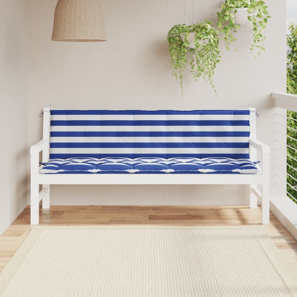 Garden Bench Cushions 2 pcs Blue&White Stripe Oxford Fabric