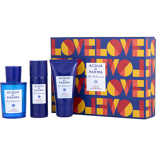 ACQUA DI PARMA BLUE MEDITERRANEO MIRTO DI PANAREA by Acqua di Parma EDT SPRAY 2.5 OZ & BODY LOTION 1.7 OZ & SHOWER GEL 1.4 OZ