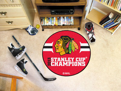 Chicago Blackhawks 2013 NHL Stanley Cup Champions Puck Rug 27" Diameter