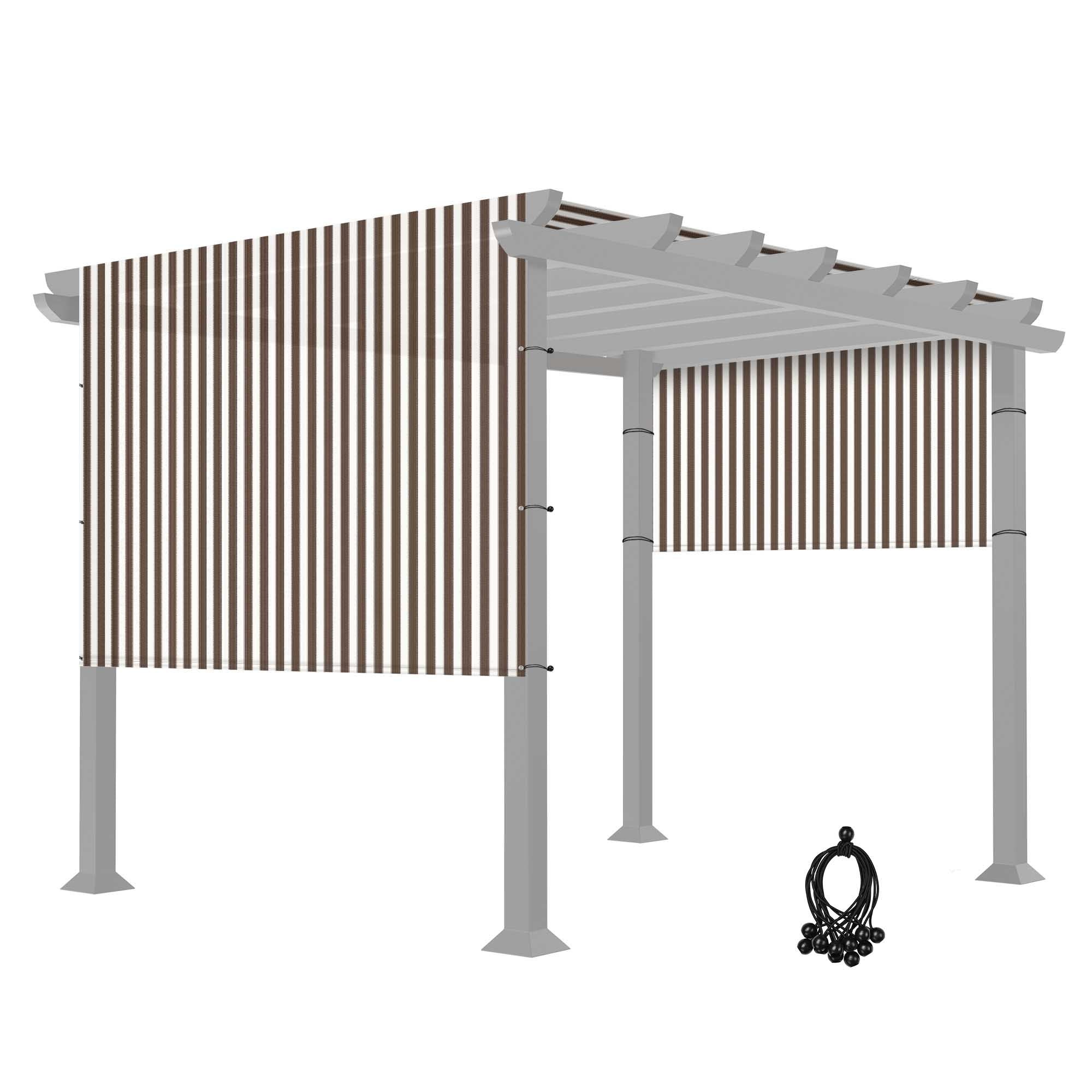 8X16FT Pergola Replacement Canopy Brown and White Stripes