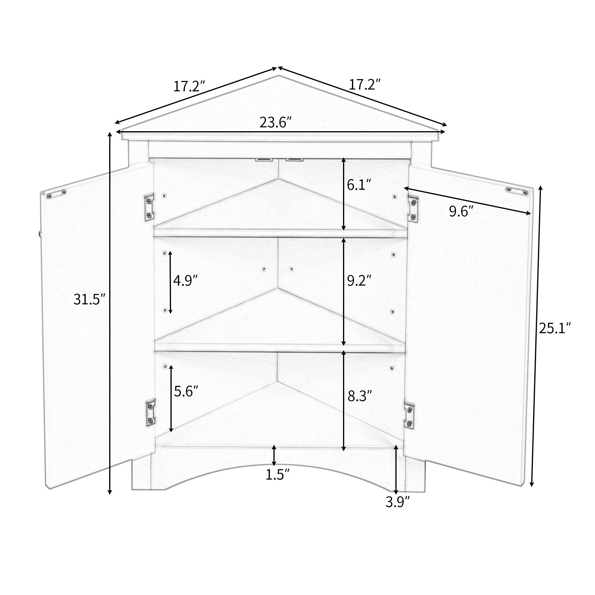 Blue Triangle Bathroom Storage Cabinet with Adjustable Shelves, Freestanding Floor Cabinet for Home Kitchen