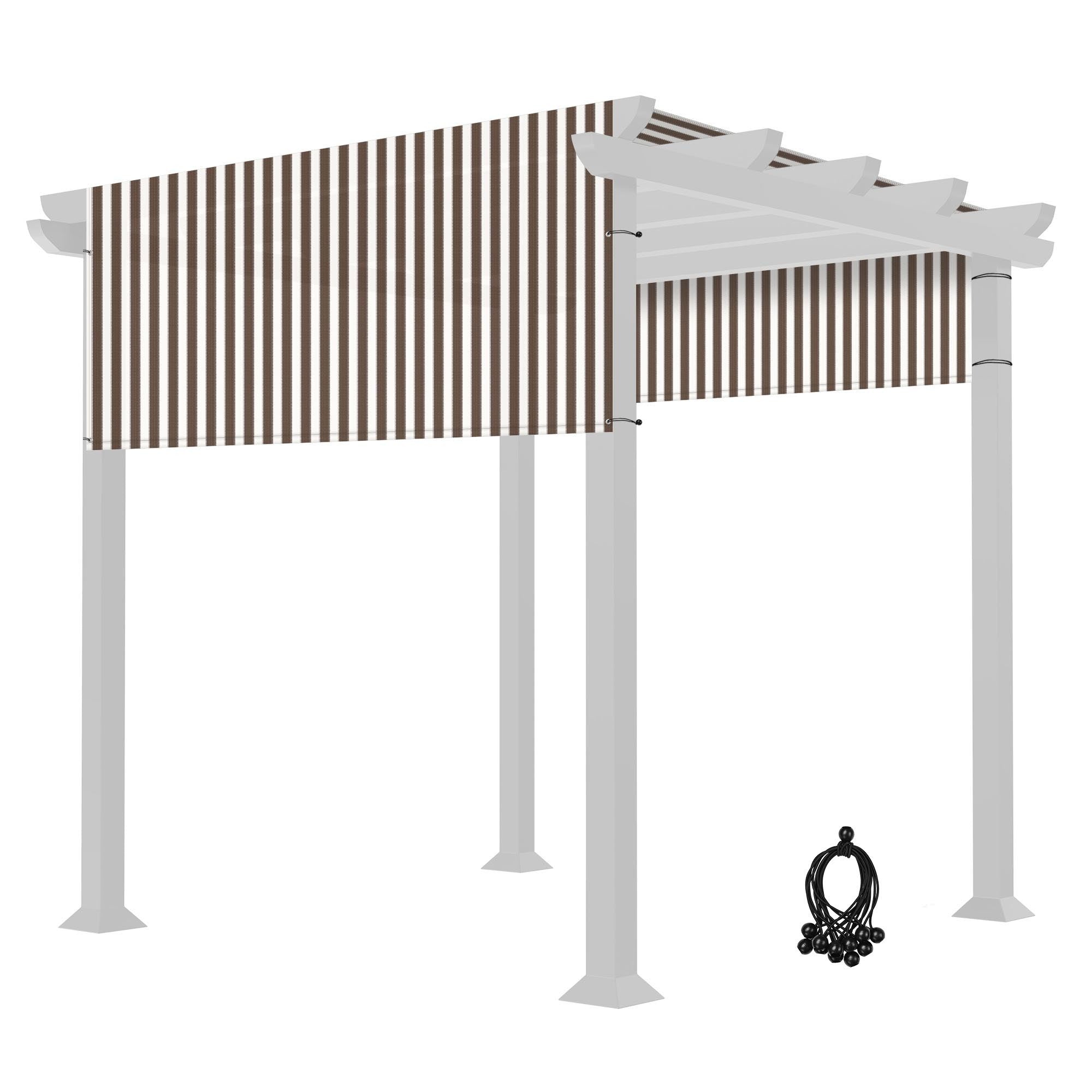 8X10FT Pergola Replacement Canopy Brown and White Stripes