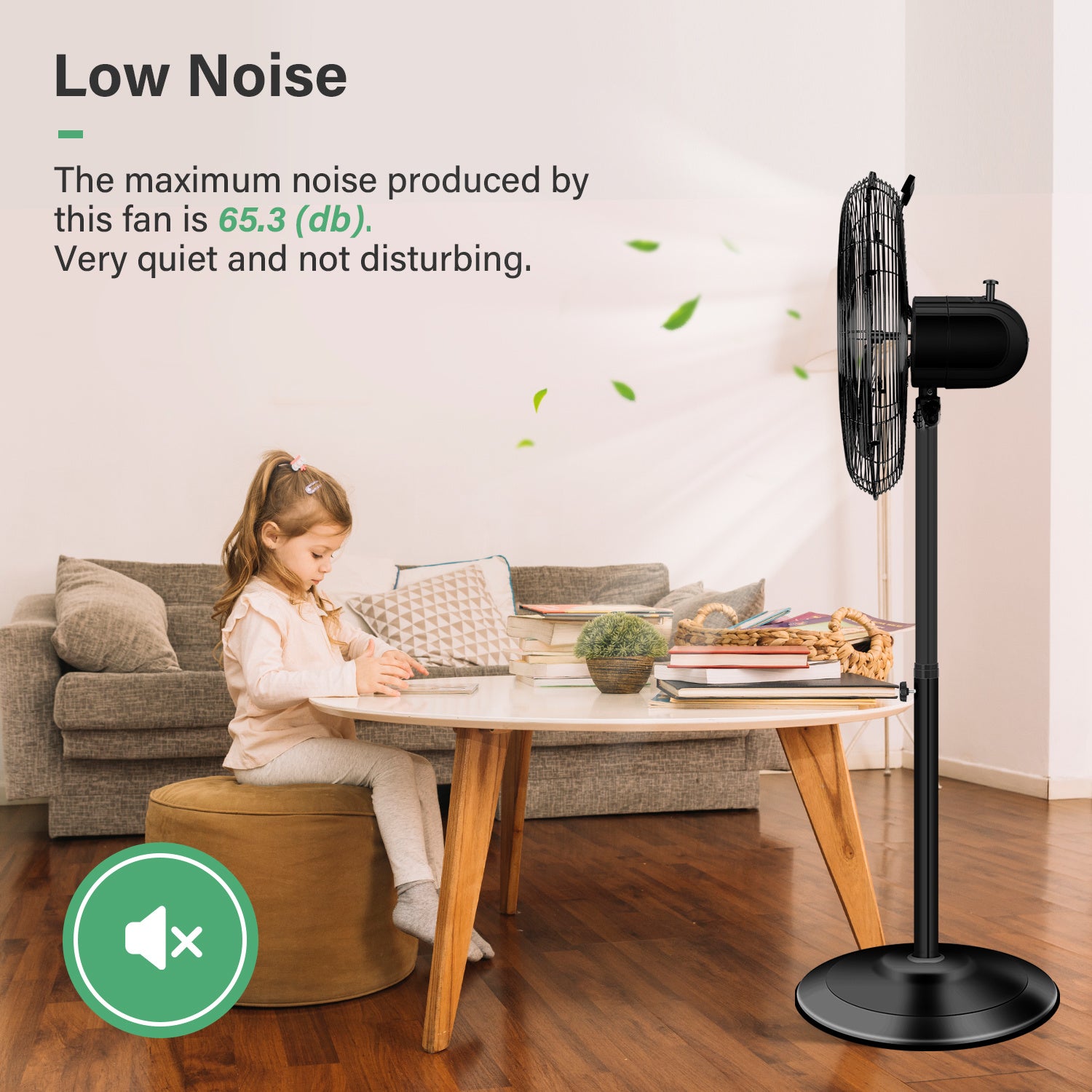 16 Inch High Velocity Stand Fan, Adjustable Heights, 75°Oscillating, Low Noise, Quality Made Fan with 3 Settings Speeds, Heavy Duty Metal for Industri