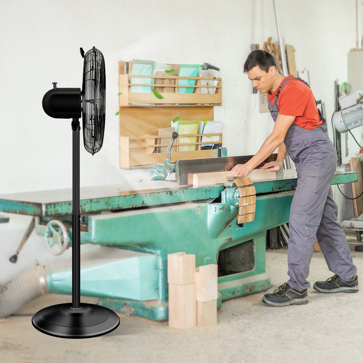 16 Inch High Velocity Stand Fan, Adjustable Heights, 75°Oscillating, Low Noise, Quality Made Fan with 3 Settings Speeds, Heavy Duty Metal for Industri