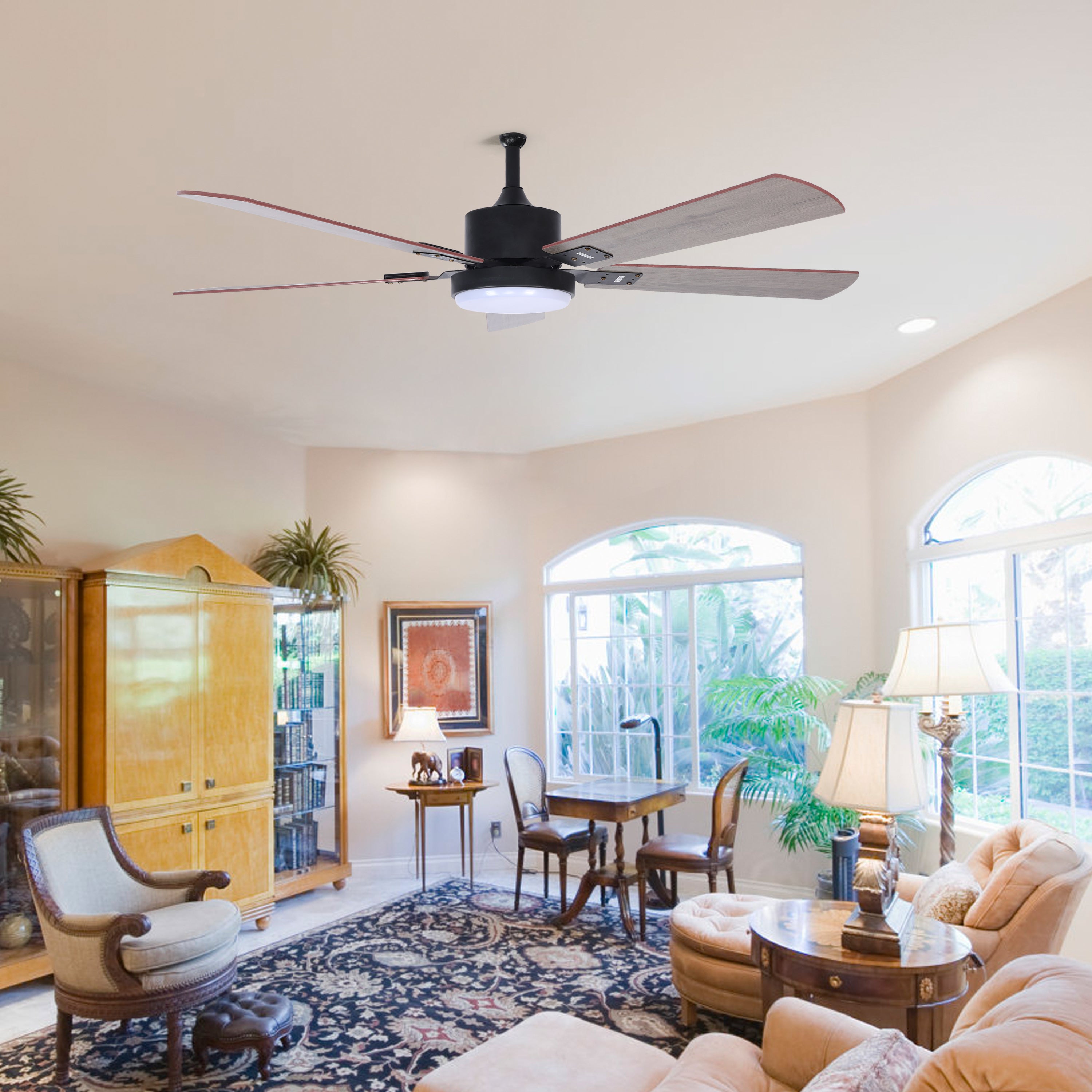 InfiniPower 52" Ceiling Fan with Lights and Remote Control, Low Profile Reversible Motor 5 Wood Blades LED Listed Ceiling Fans