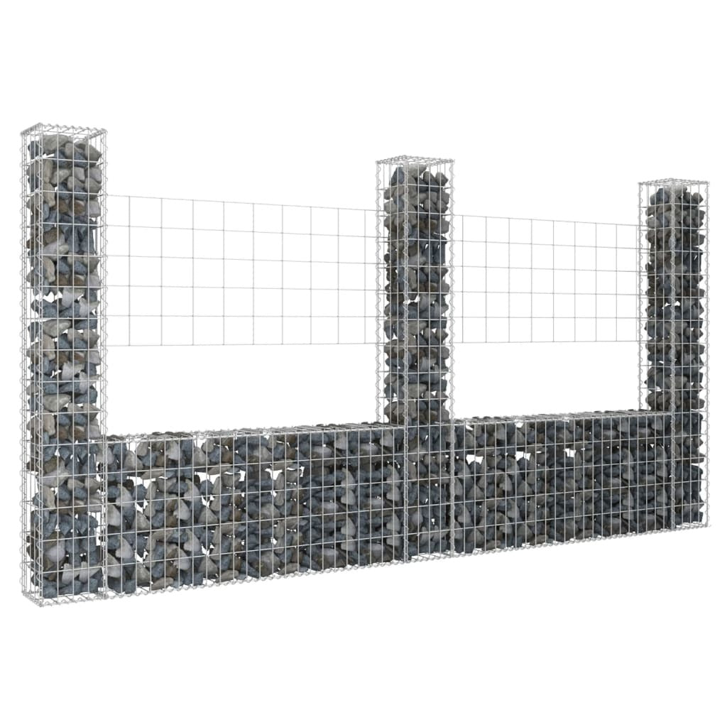 U-shape Gabion Basket with 3 Posts Iron 102.4"x7.9"x59.1"