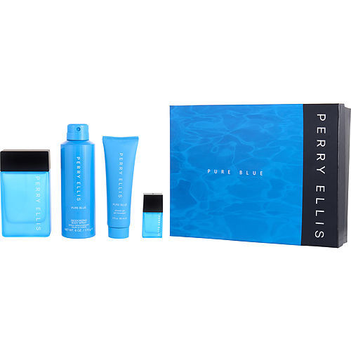 PERRY ELLIS PURE BLUE by Perry Ellis EDT SPRAY 3.4 OZ & DEODORANT SPRAY 6 OZ & SHOWER GEL 3 OZ & EDT SPRAY 0.25 OZ