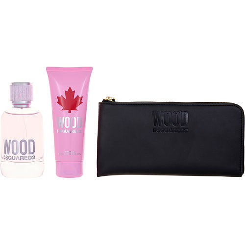 DSQUARED2 WOOD by Dsquared2 EDT SPRAY 3.4 OZ & BATH AND SHOWER GEL 3.4 OZ & PURSE