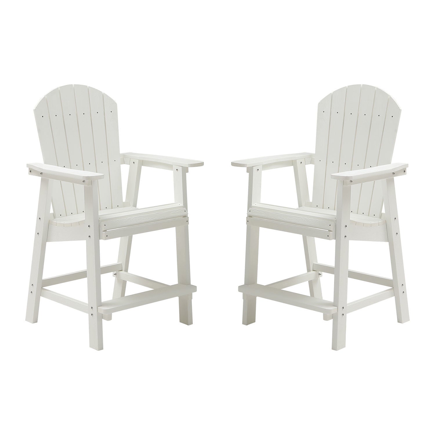 HIPS Bar Chair with Armrest,Patio Bar Chair Set of 2, White