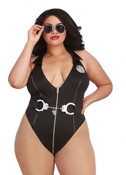 Officer Naughty Cop Costume Black Queen O/S