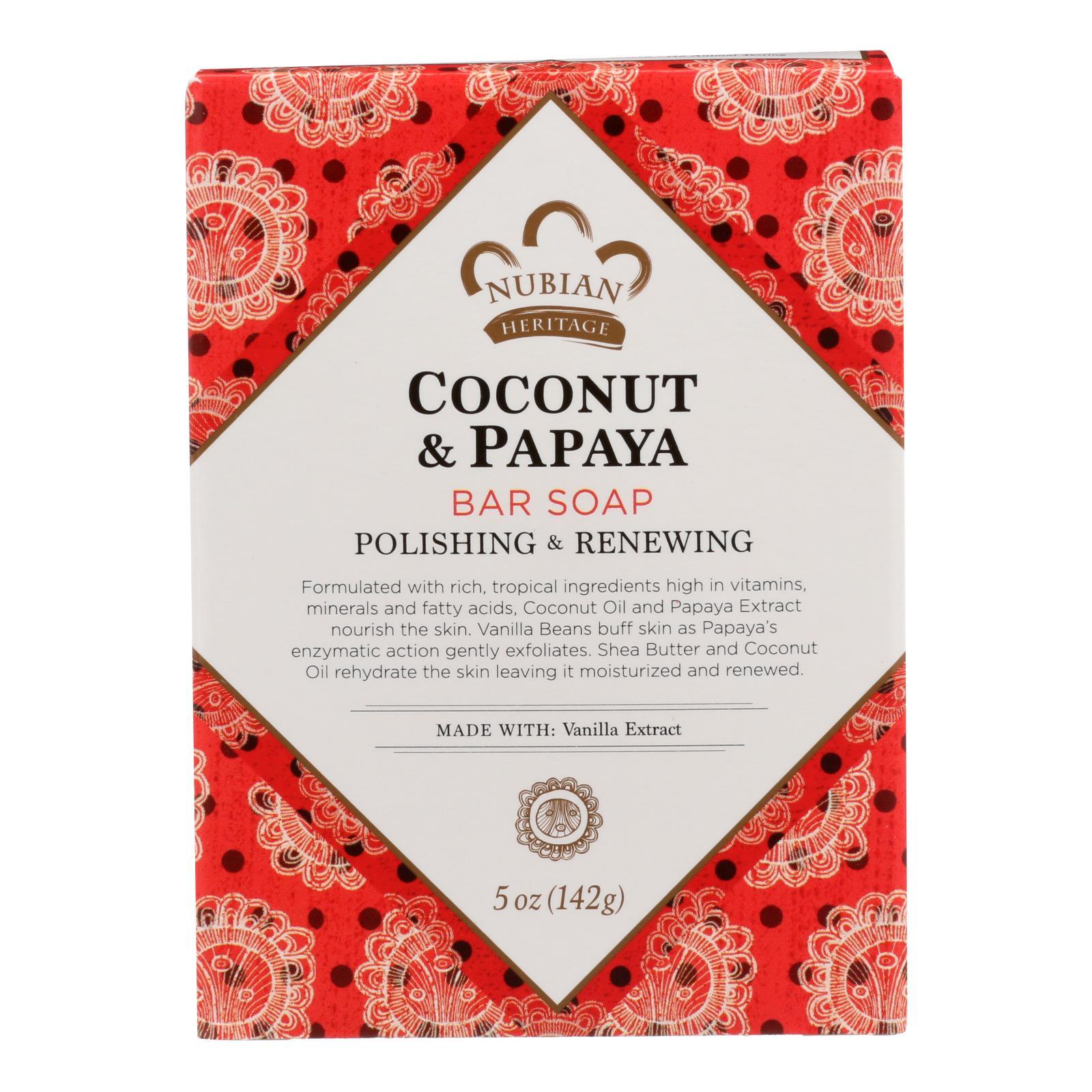 Nubian Heritage Bar Soap Coconut And Papaya With Vanilla Beans - 5 Oz