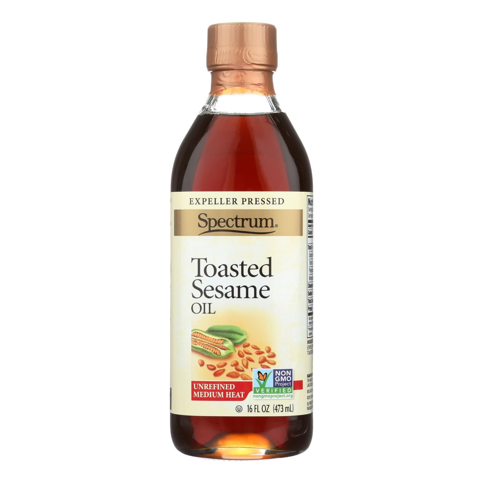 Spectrum Naturals Unrefined Toasted Sesame Oil - Case Of 12 - 16 Fl Oz.