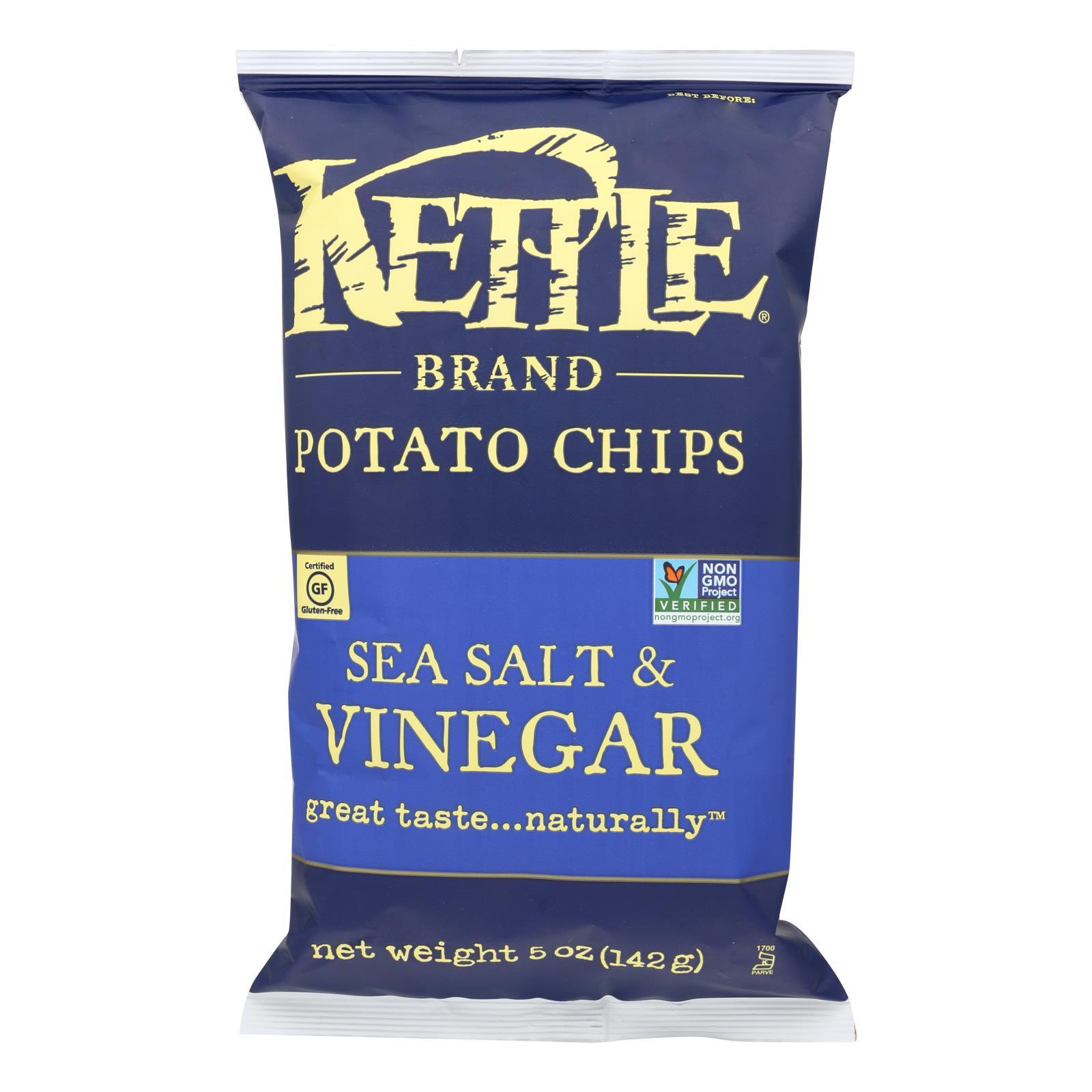 Kettle Brand Potato Chips - Sea Salt And Vinegar - Case Of 15 - 5 Oz.