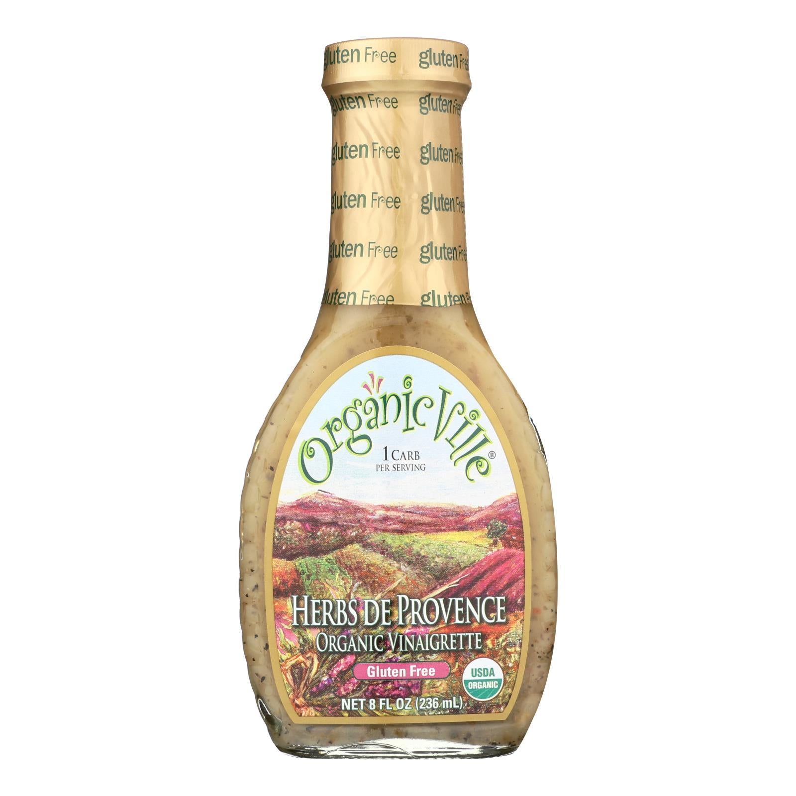 Organic Ville De Provence Organic Vinaigrette - Herbs - Case Of 6 - 8 Fl Oz.