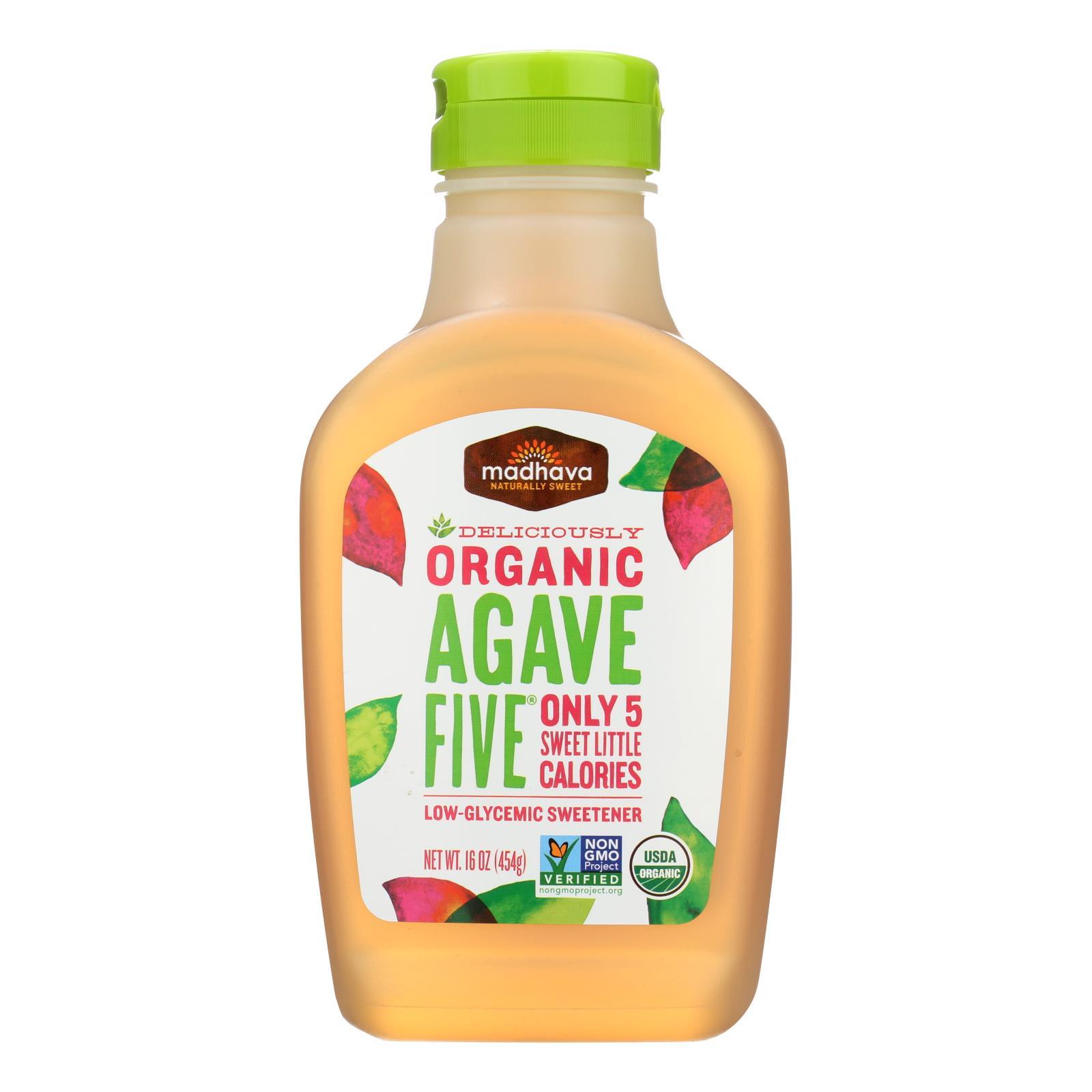 Madhava Honey Organic Agave Five Nectar - Case Of 6 - 16 Oz.