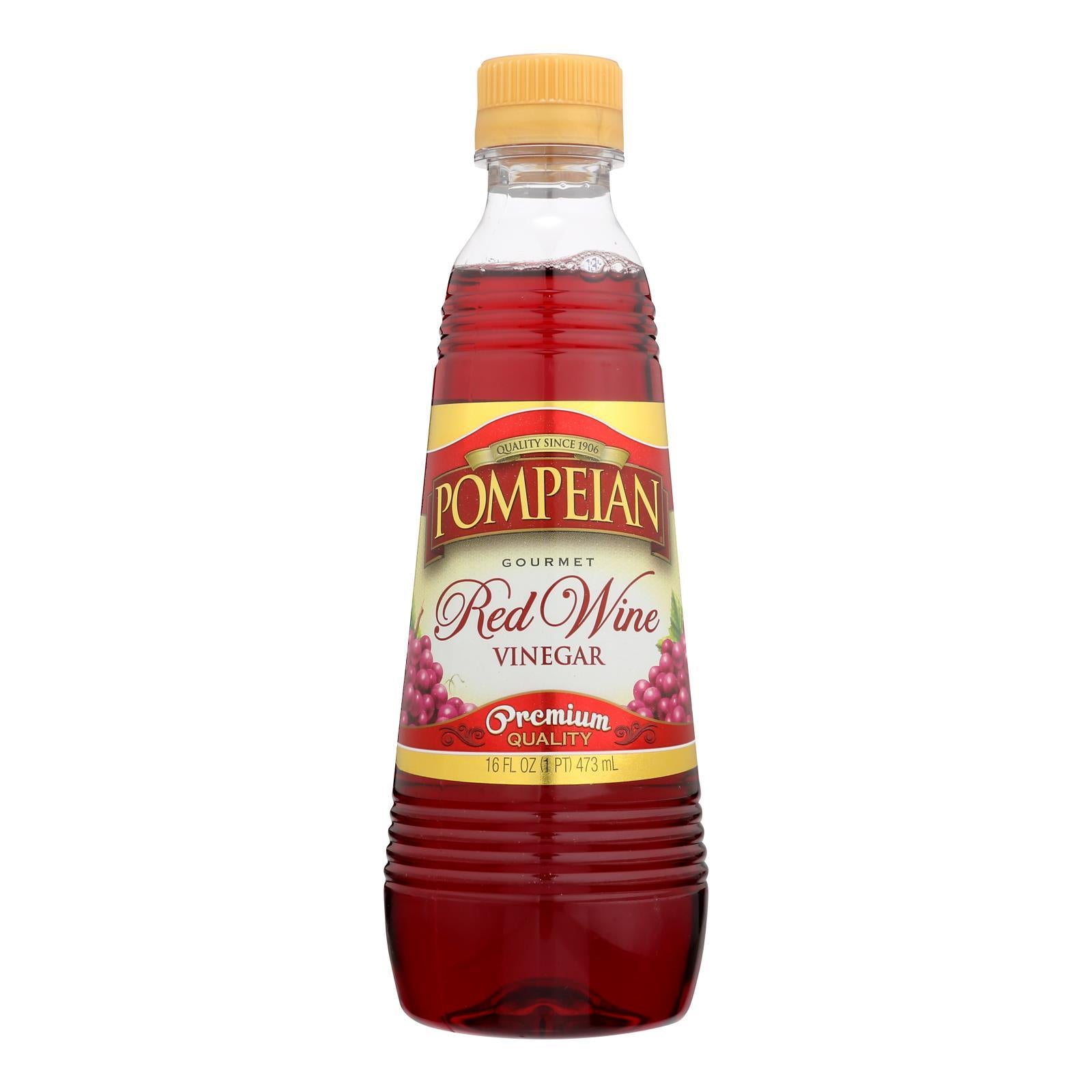 Pompeian Gourmet Vinegar - Red Wine - Case Of 12 - 16 Fl Oz.