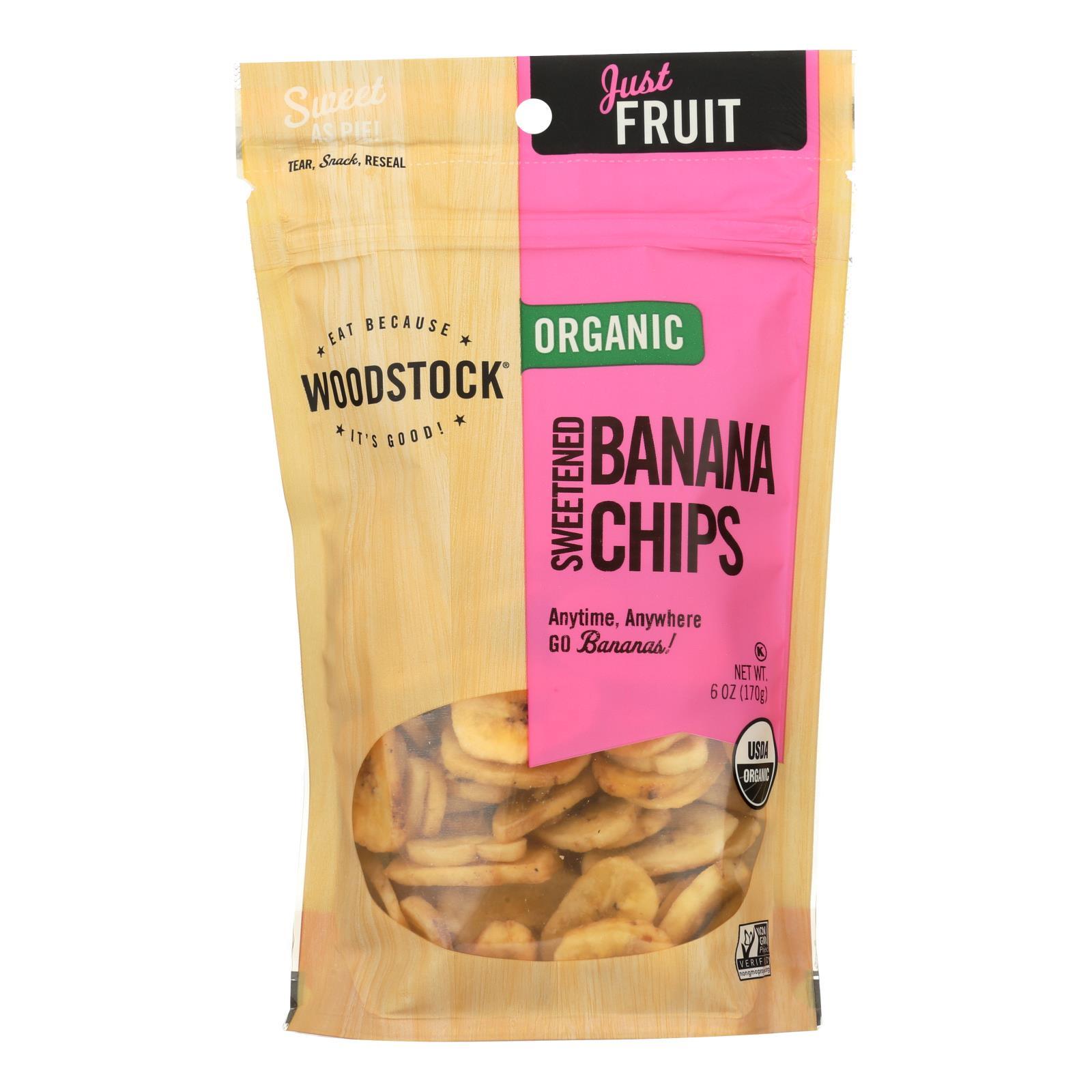 Woodstock Organic Sweetened Banana Chips - Case Of 8 - 6 Oz