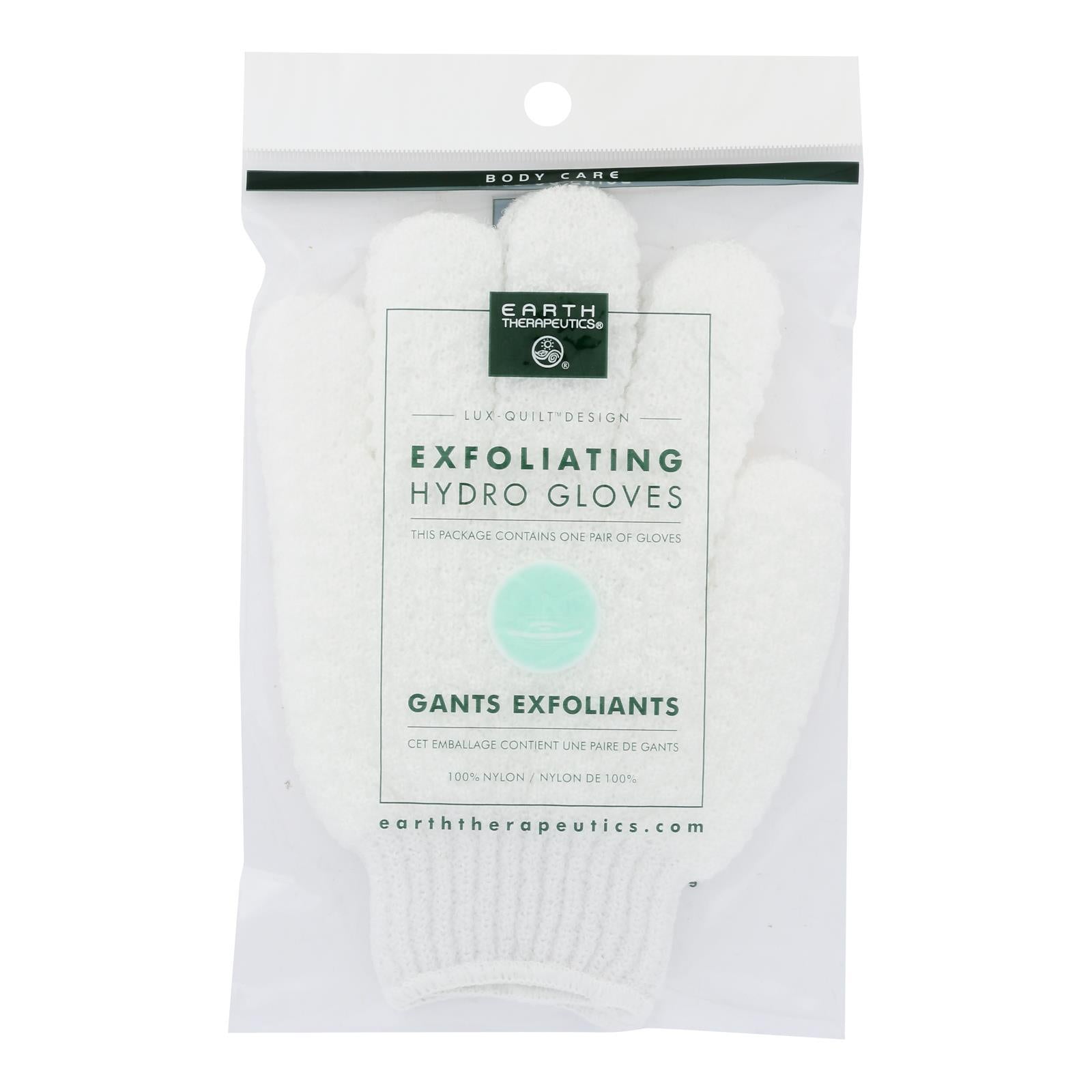 Earth Therapeutics Hydro Gloves - Exfoliating - White - 1 Pair