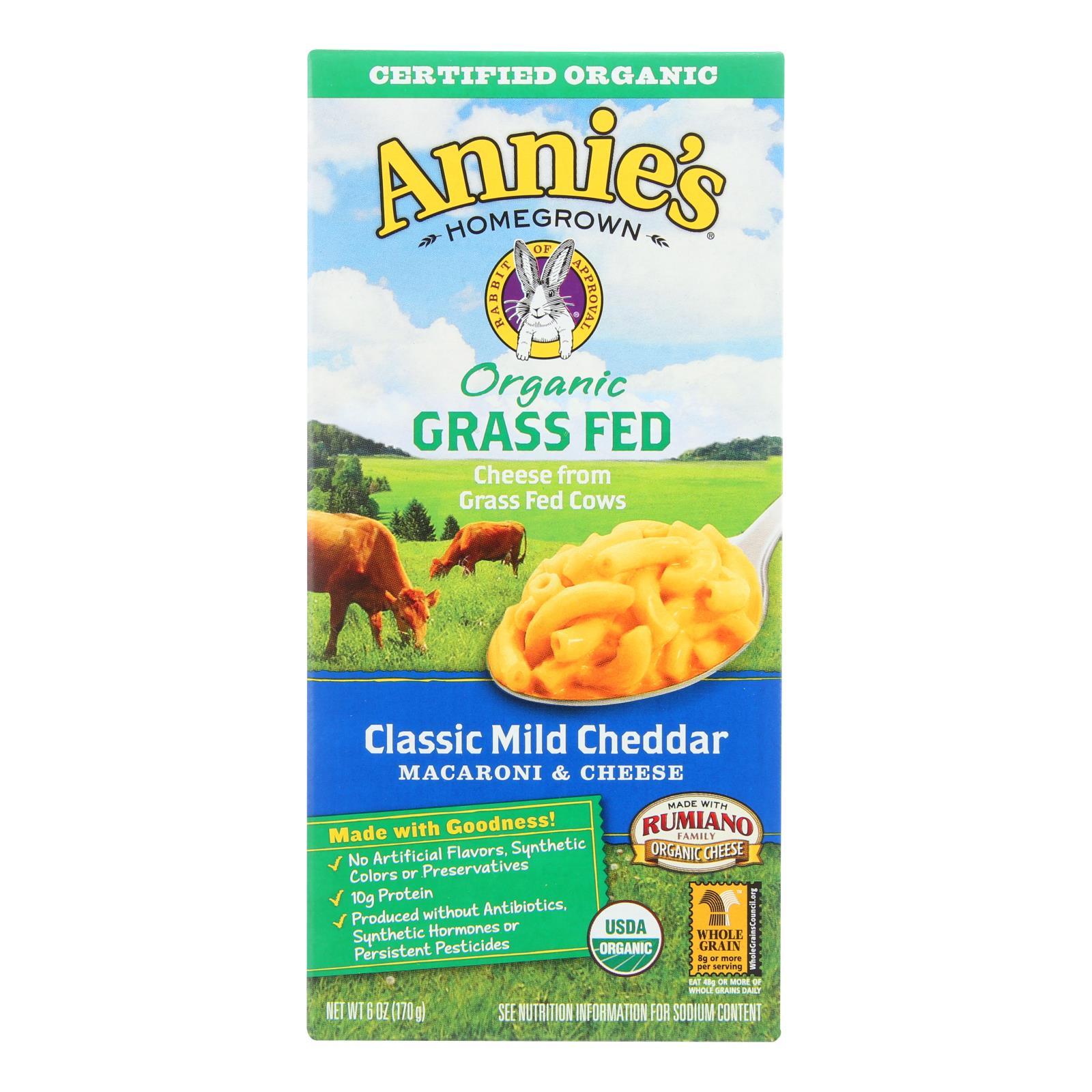 Annies Homegrown Macaroni And Cheese - Organic - Grass Fed - Classic Mild Cheddar - 6 Oz - Case Of 12