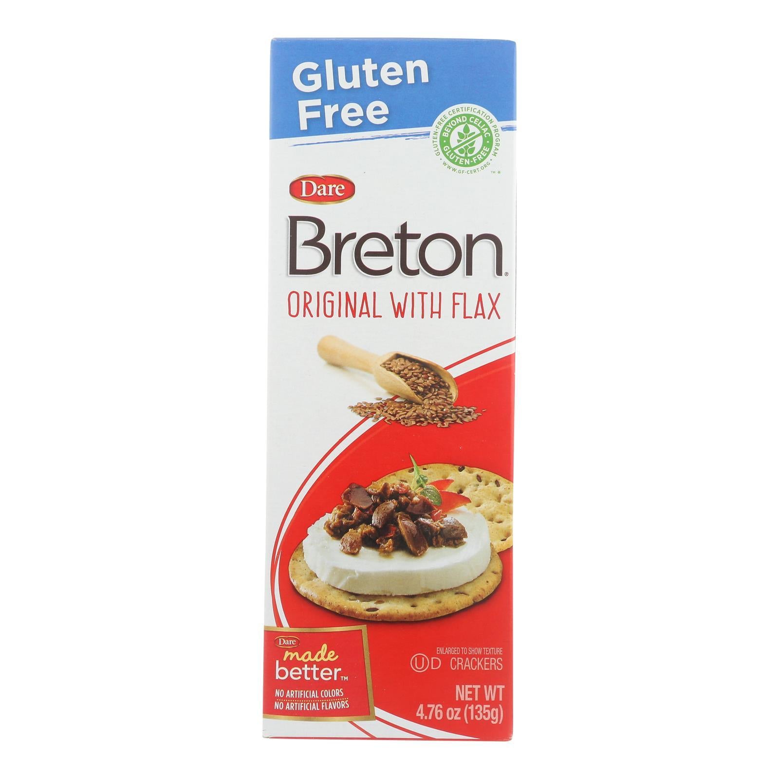 Breton/dare - Crackers - Original With Flax - Case Of 6 - 4.76 Oz.