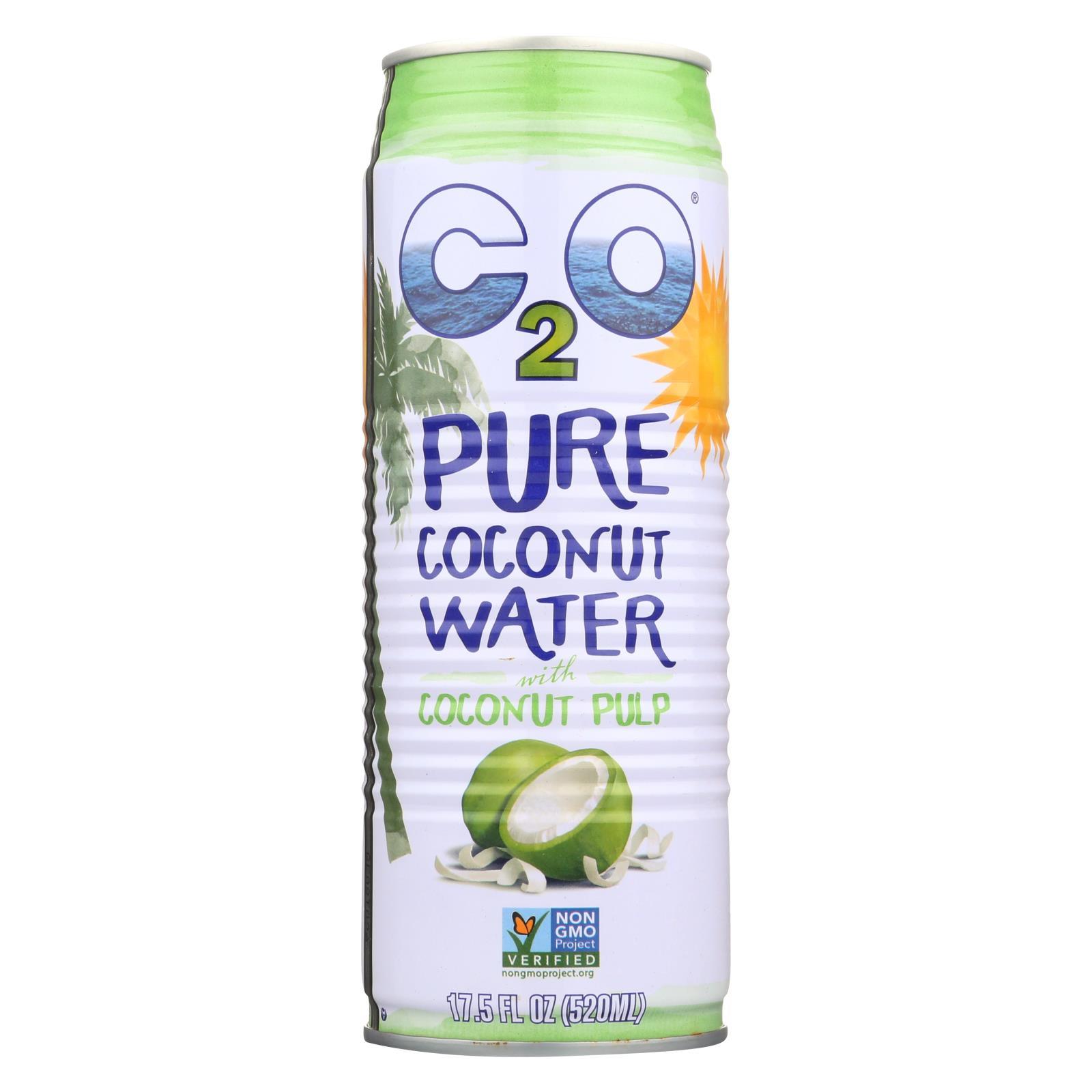 C2o - Pure Coconut Water Pure Pulp Coconut Water - Case Of 12 - 17.5 Fl Oz