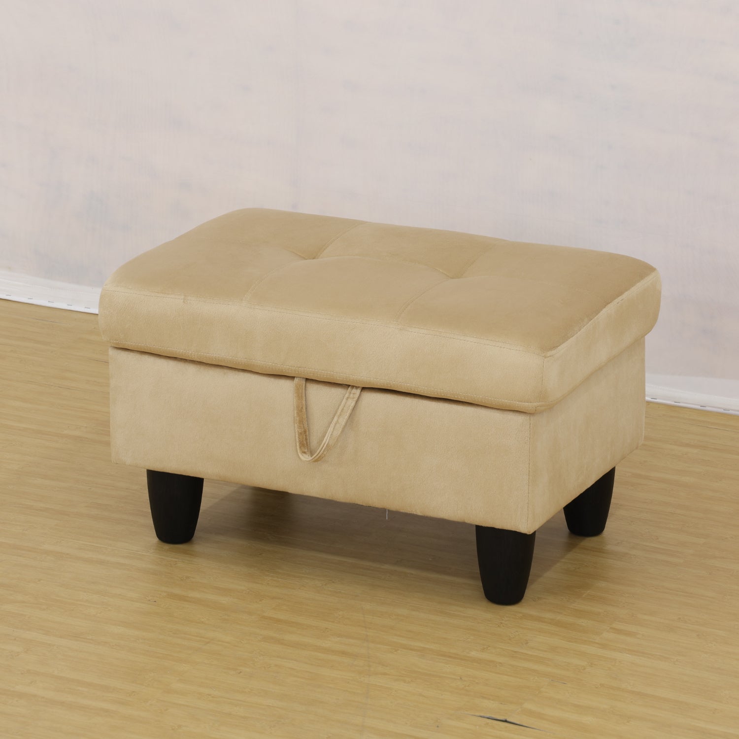 Beige Flannel Living Room Sofa Ottoman