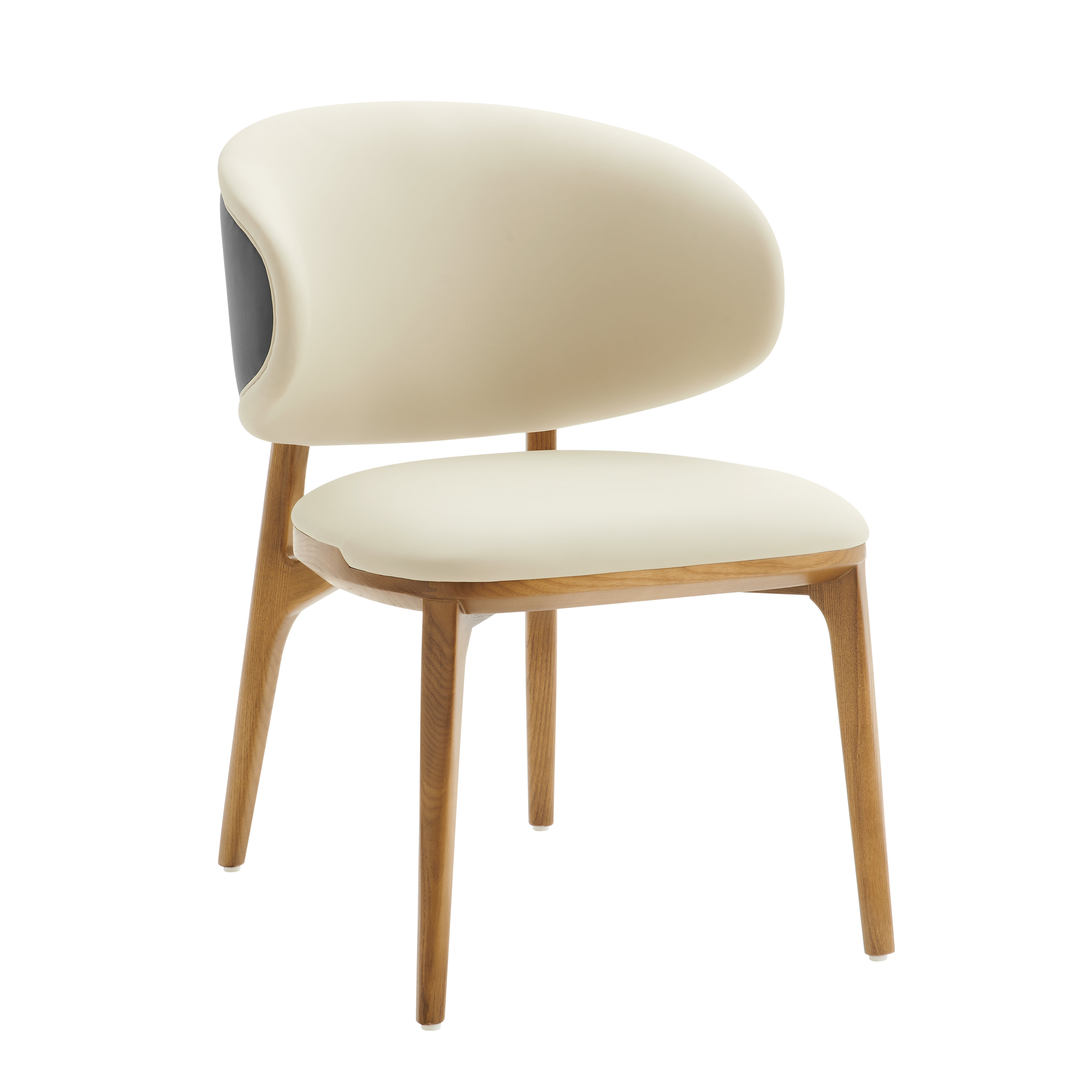 Modrest Chance Contemporary Cream Fabric and Brown Leatherette Walnut Dining Chair