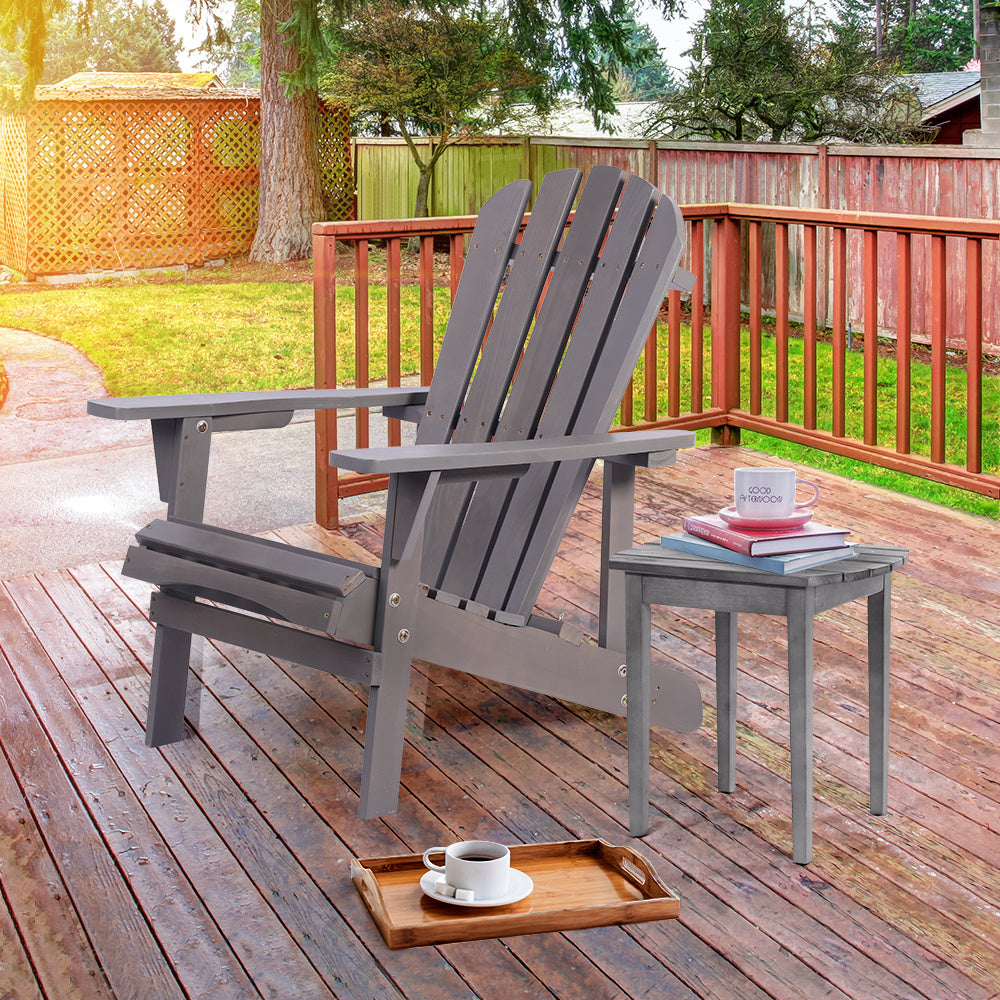 Adirondack Chair Solid Wood Outdoor Patio Furniture for Backyard, Garden, Lawn, Porch -Dark Gray