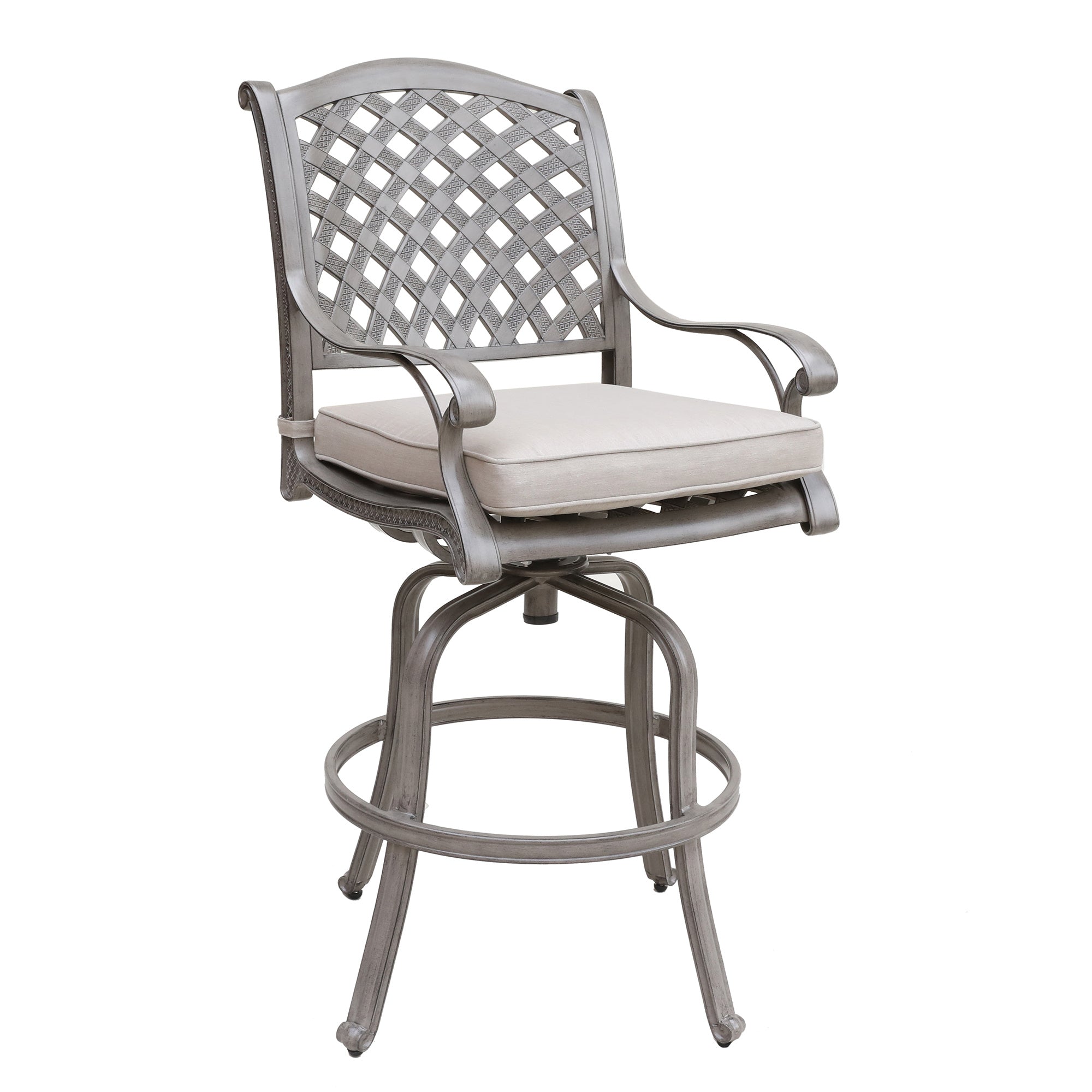 Cast Aluminum Bar Stool With Cushion, Set of 2