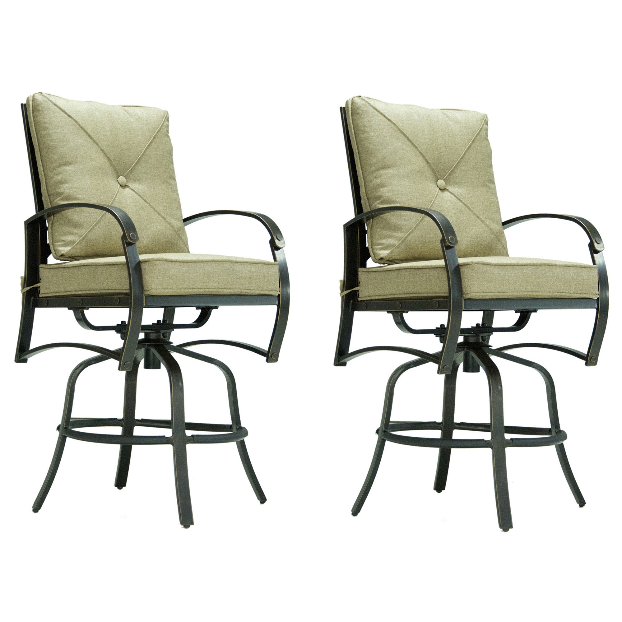 Bar Chair With Back and Seat Cushion, Set of 2