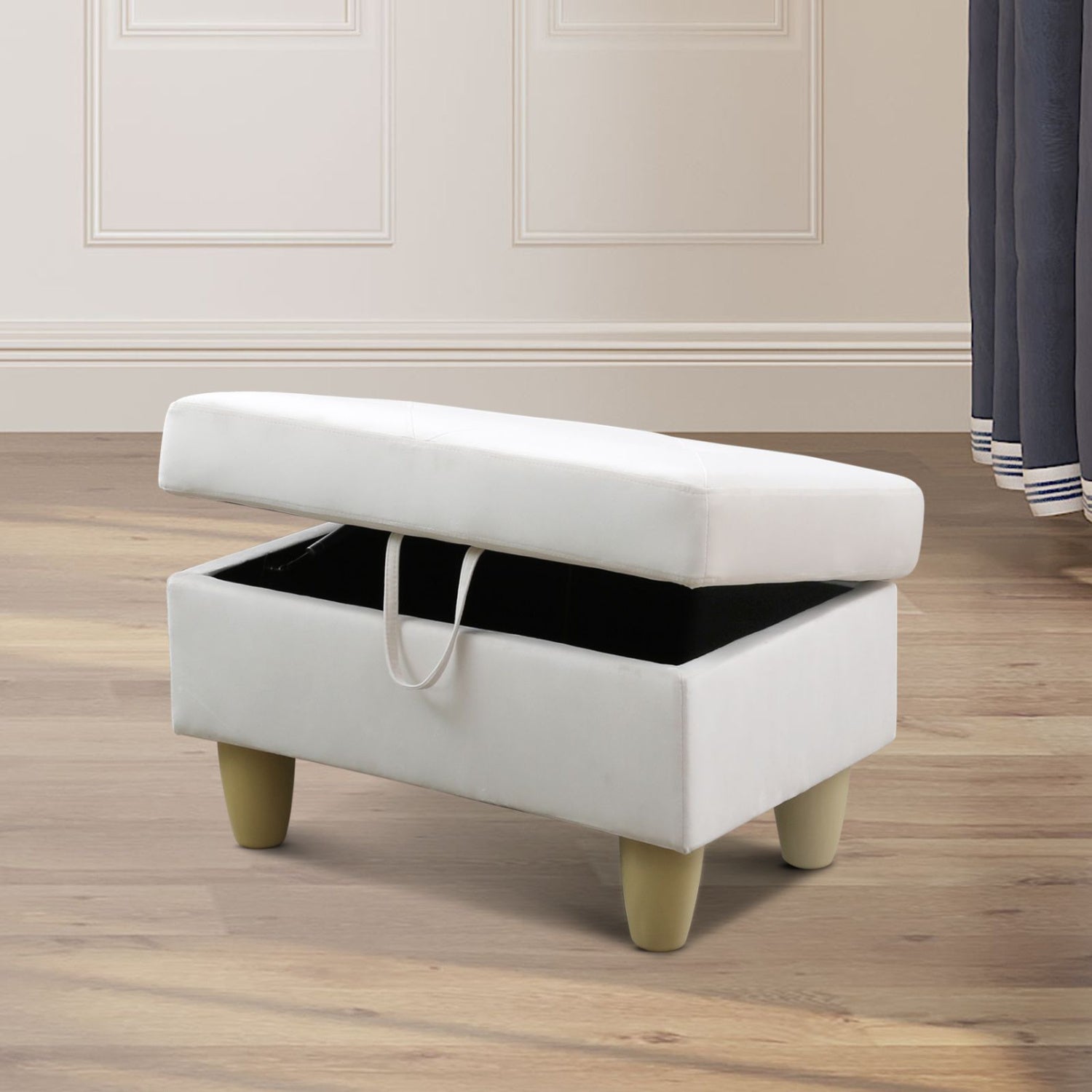 White Flannel Living Room Sofa Set Ottoman