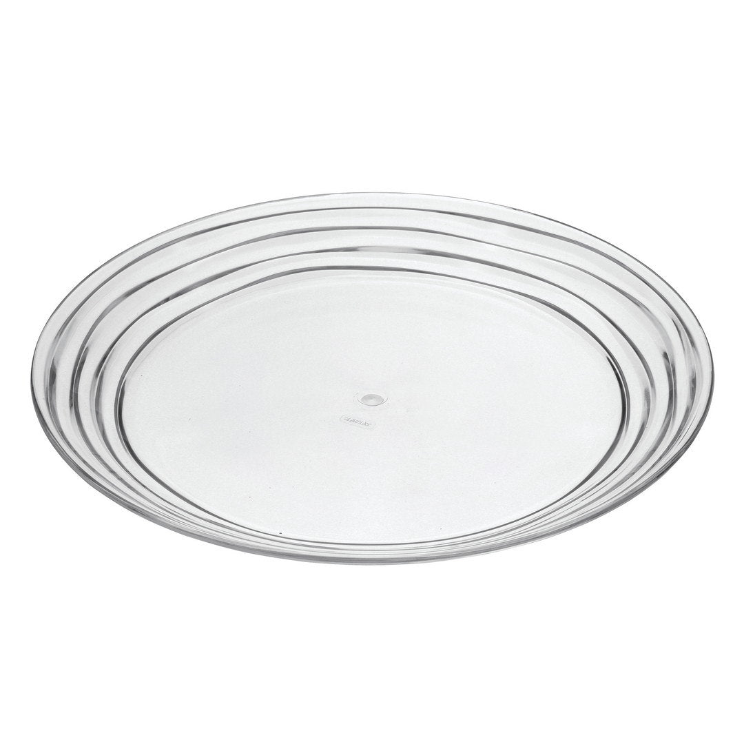 Designer Swirl 12" Acrylic Dinner Plates Set of 4, Crystal Clear Plastic Plates Reusable, Unbreakable Kitchen Plates for All Occasions BPA Free Dishwasher Safe