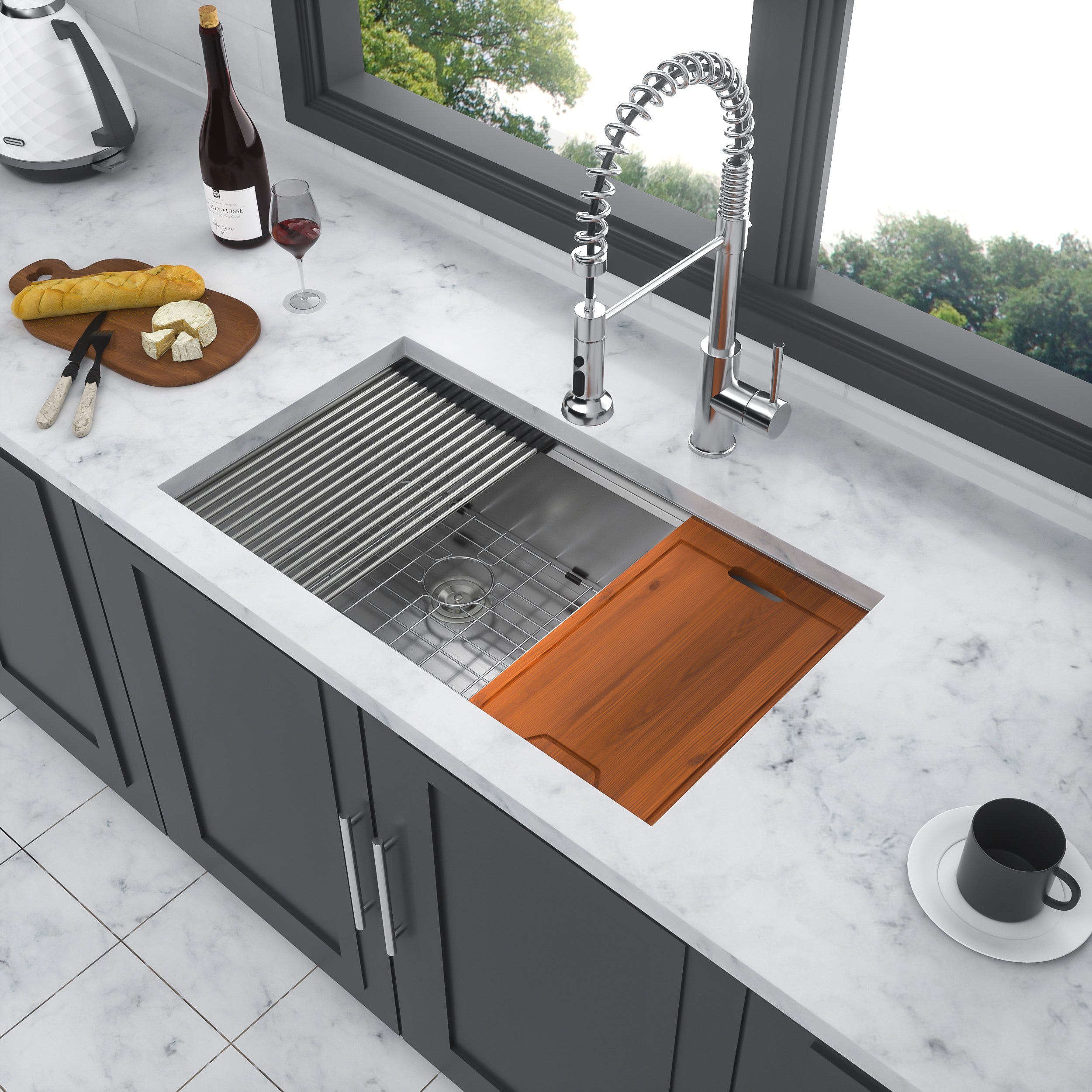 Double Bowl(60/40) Undermount Sink- 30"x19" Double Bowl Kitchen Sink 16 Gauge with Two 10" Deep Basin