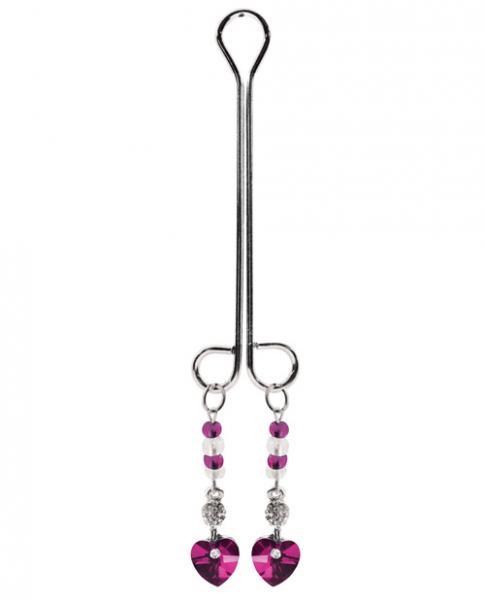 Bijoux Cli Clamp Double Loop with Heart Charm &amp; Fuchsia Beads