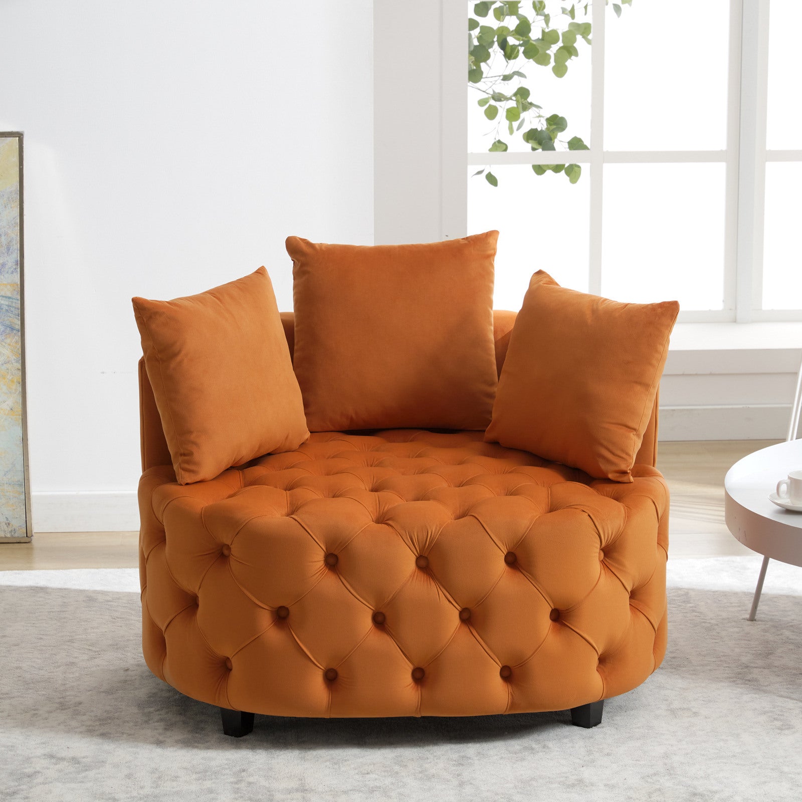 A&A Furniture,Width 40.6 inches Accent Chair / Classical Barrel Chair for living room / Modern Leisure Sofa Chair (Orange)