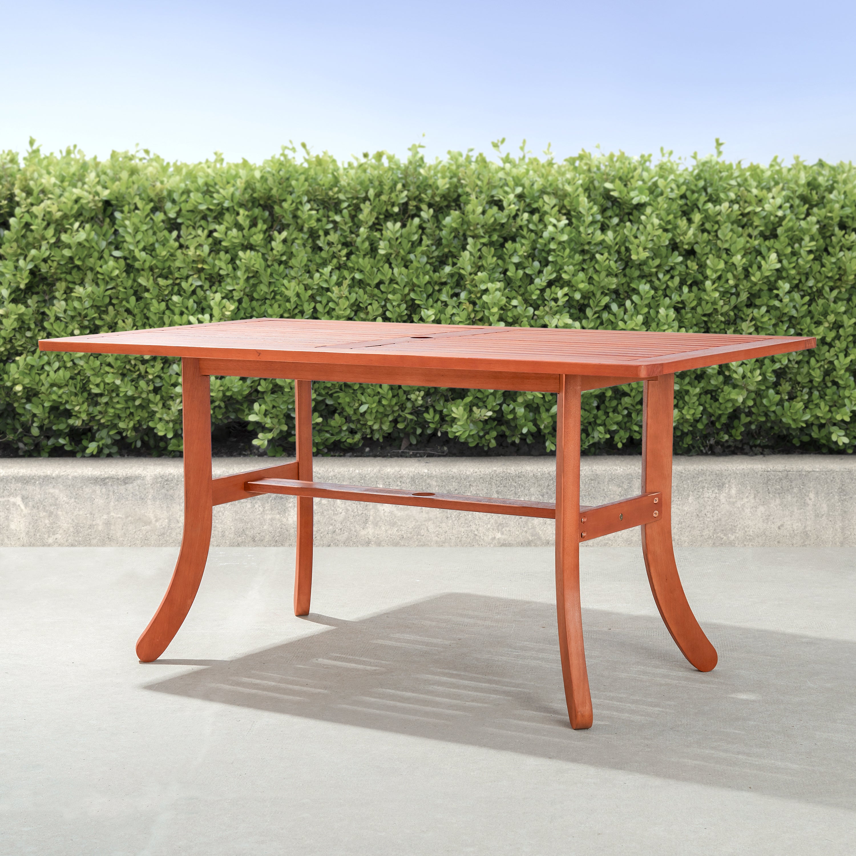 Kyrstin Reddish Brown Tropical Wood Patio Dining Table for 6 Seaters