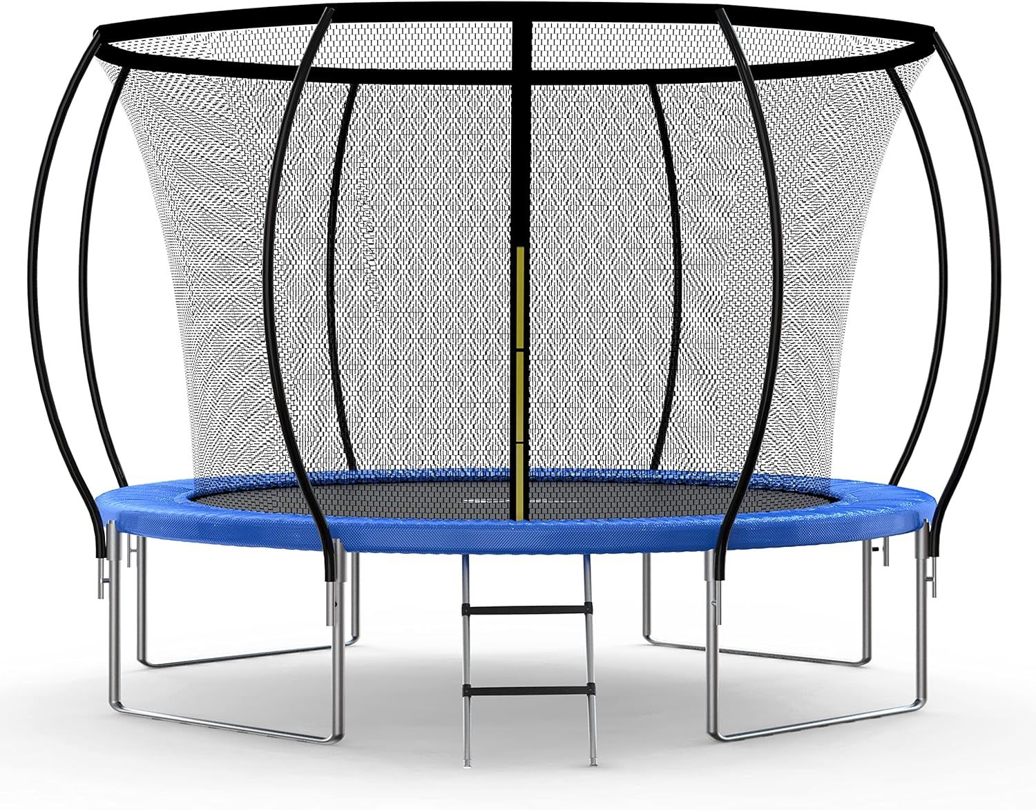 Simple Deluxe Recreational Trampoline with Enclosure Net 12FT Wind Stakes- Outdoor Trampoline for Kids and Adults Family Happy Time, ASTM Approved -Bl