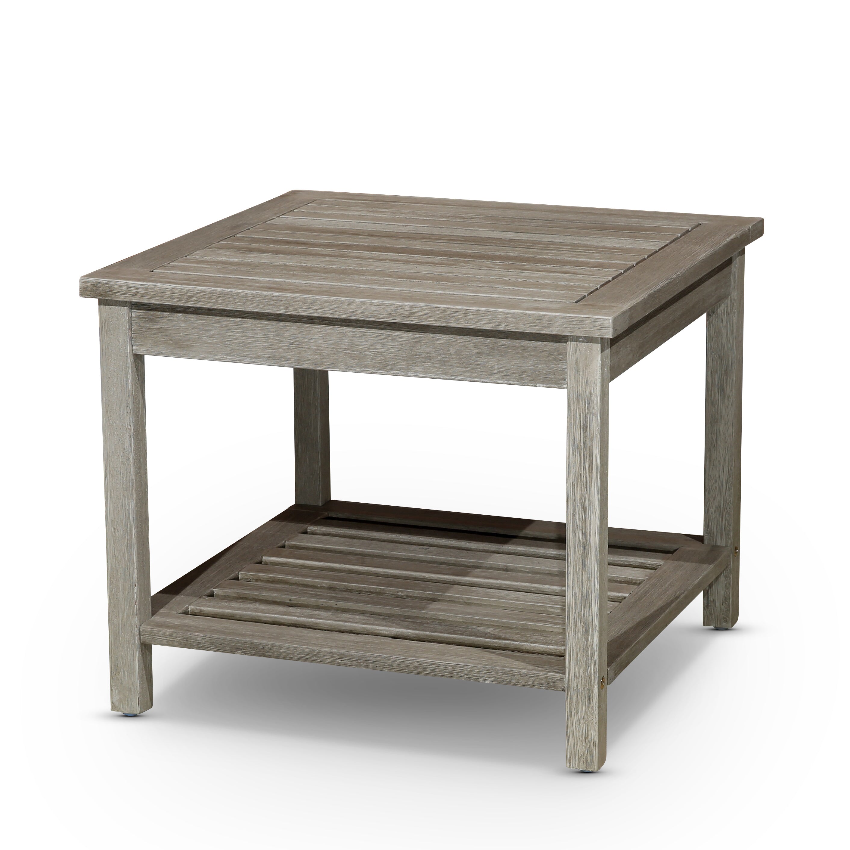 Longs Peak Eucalyptus 2-Shelf Side Table, Light Grey