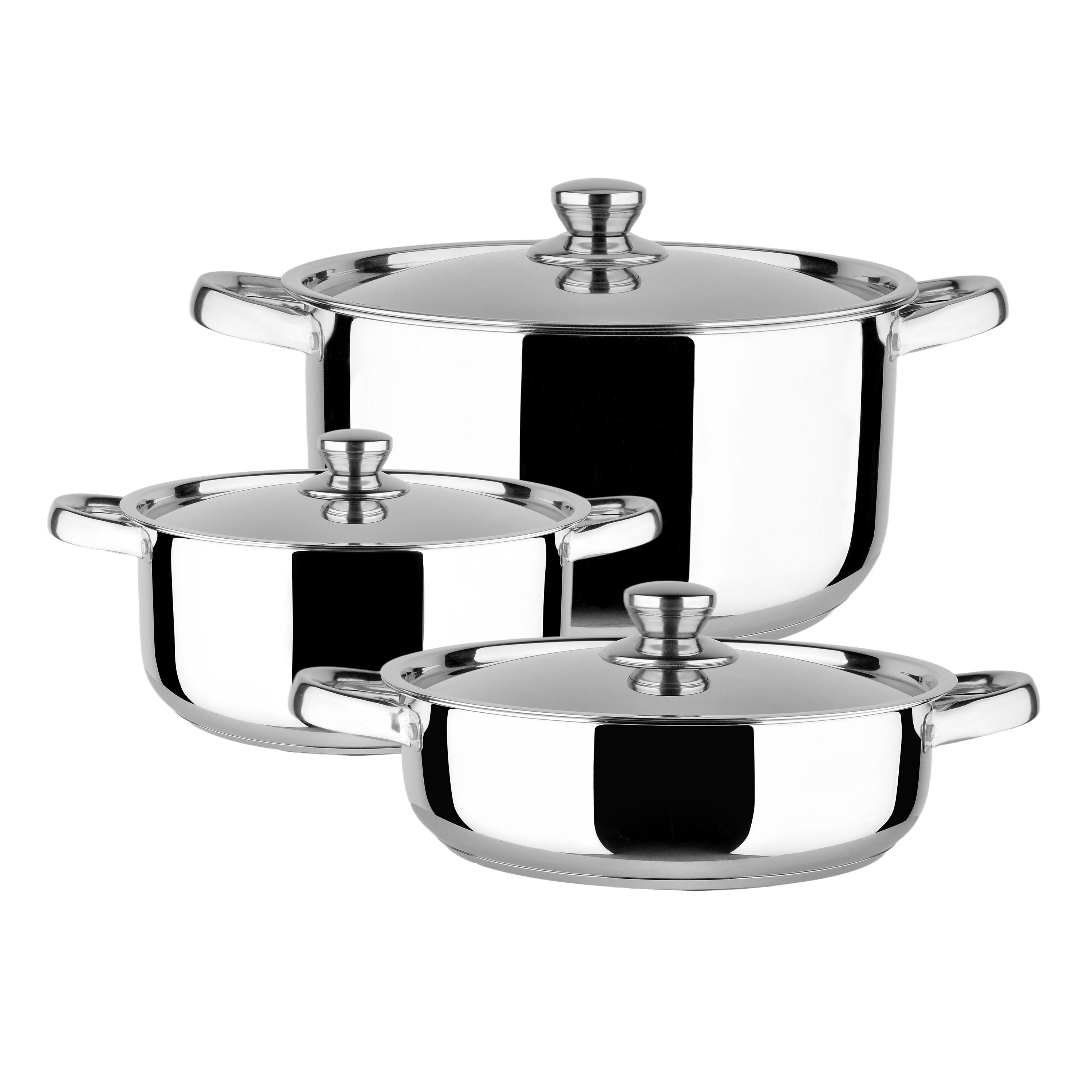 Advanced Aluminum 6-Piece Cookware Set - 2.0mm Pressed Aluminum Construction with Titanium Coating - Induction Bottom, Tempered Glass Lid, Stylish Metallic Exterior