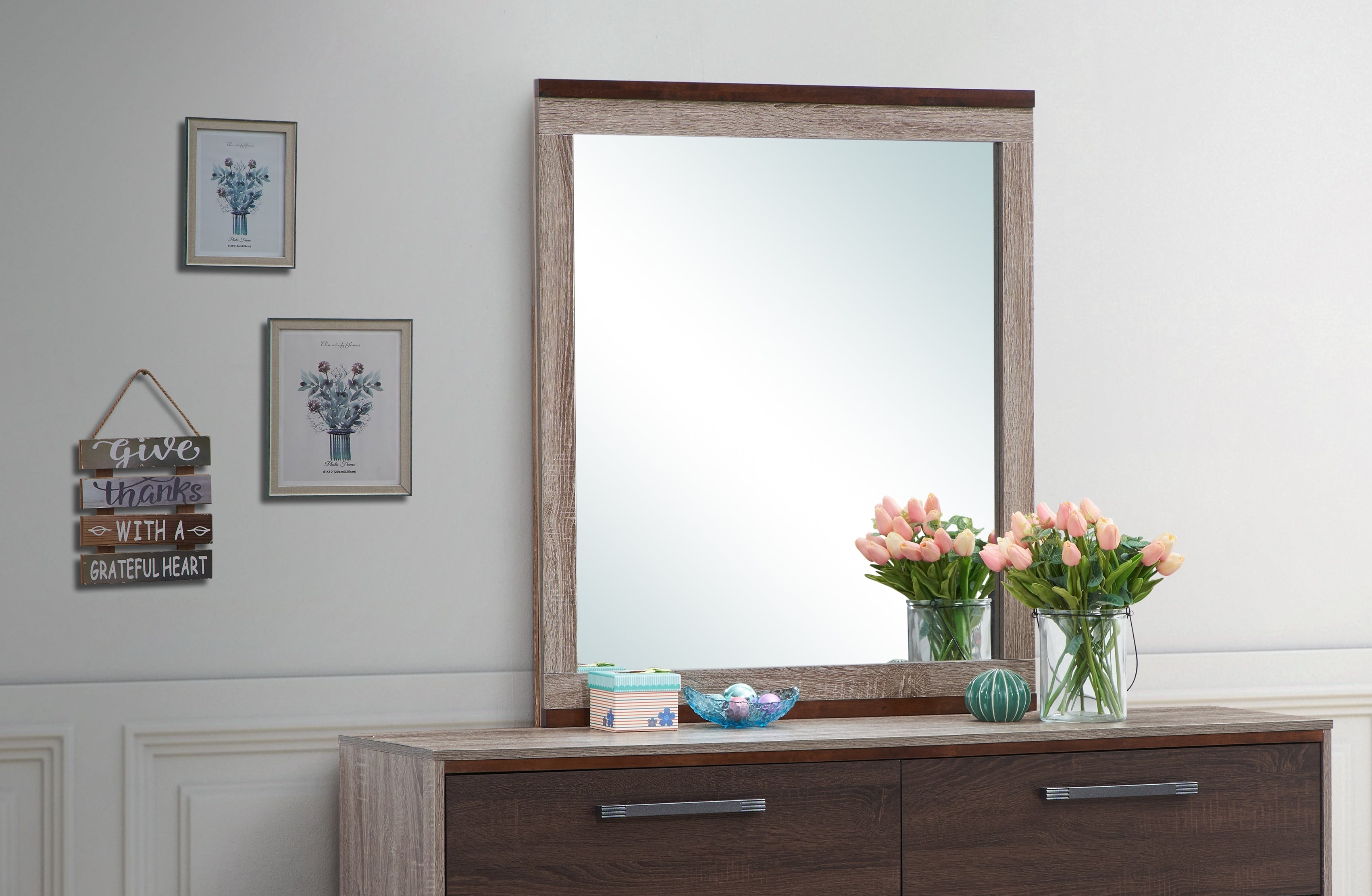 Glory Furniture Magnolia G1400-M Mirror , Gray/Brown