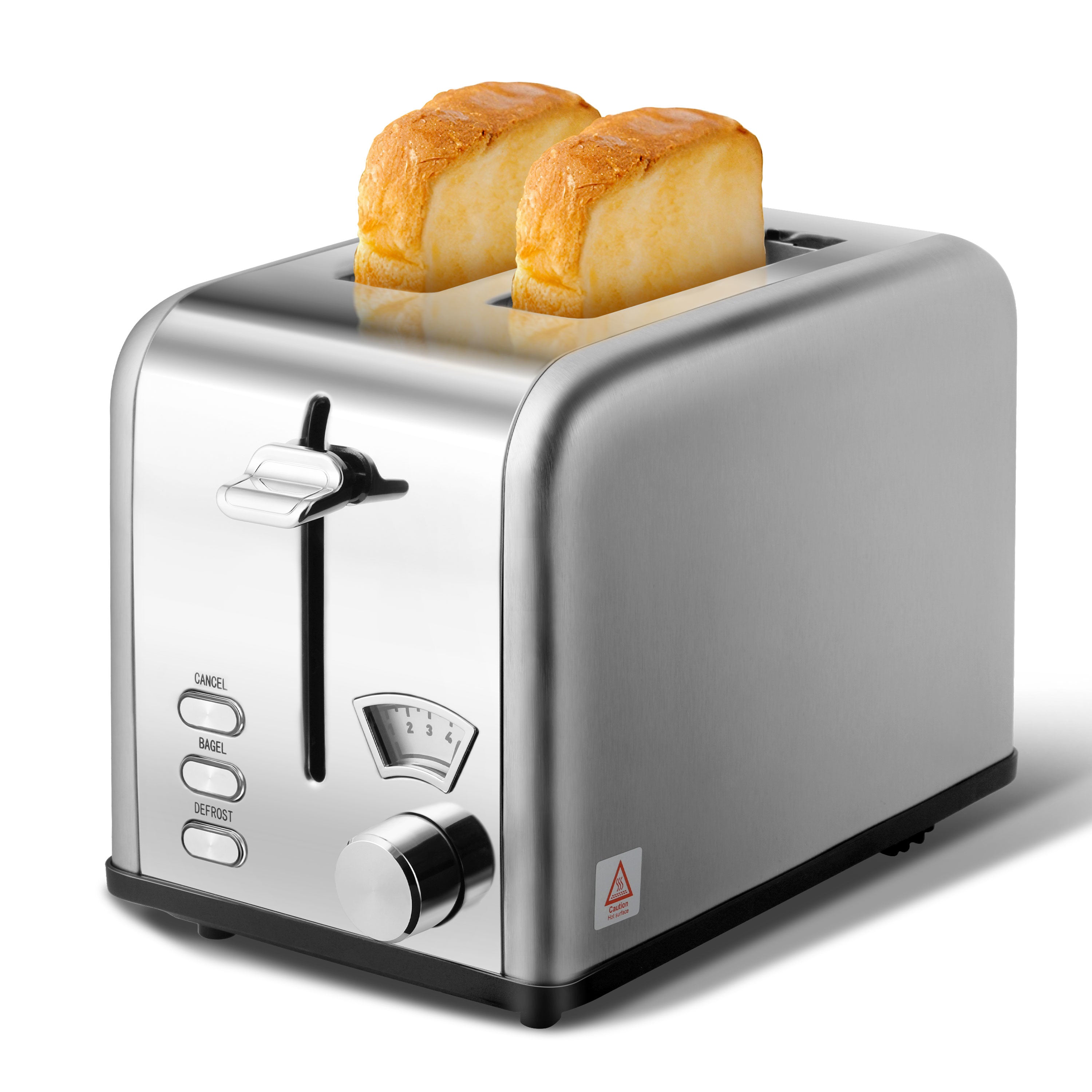 2-Slice Toaster with 1.5 inch Wide Slot, 5 Browning Setting and 3 Function: Bagel, Defrost & Cancel, Retro Stainless-Steel Style, Toast Bread Machine with Removable Crumb Tray, Silver