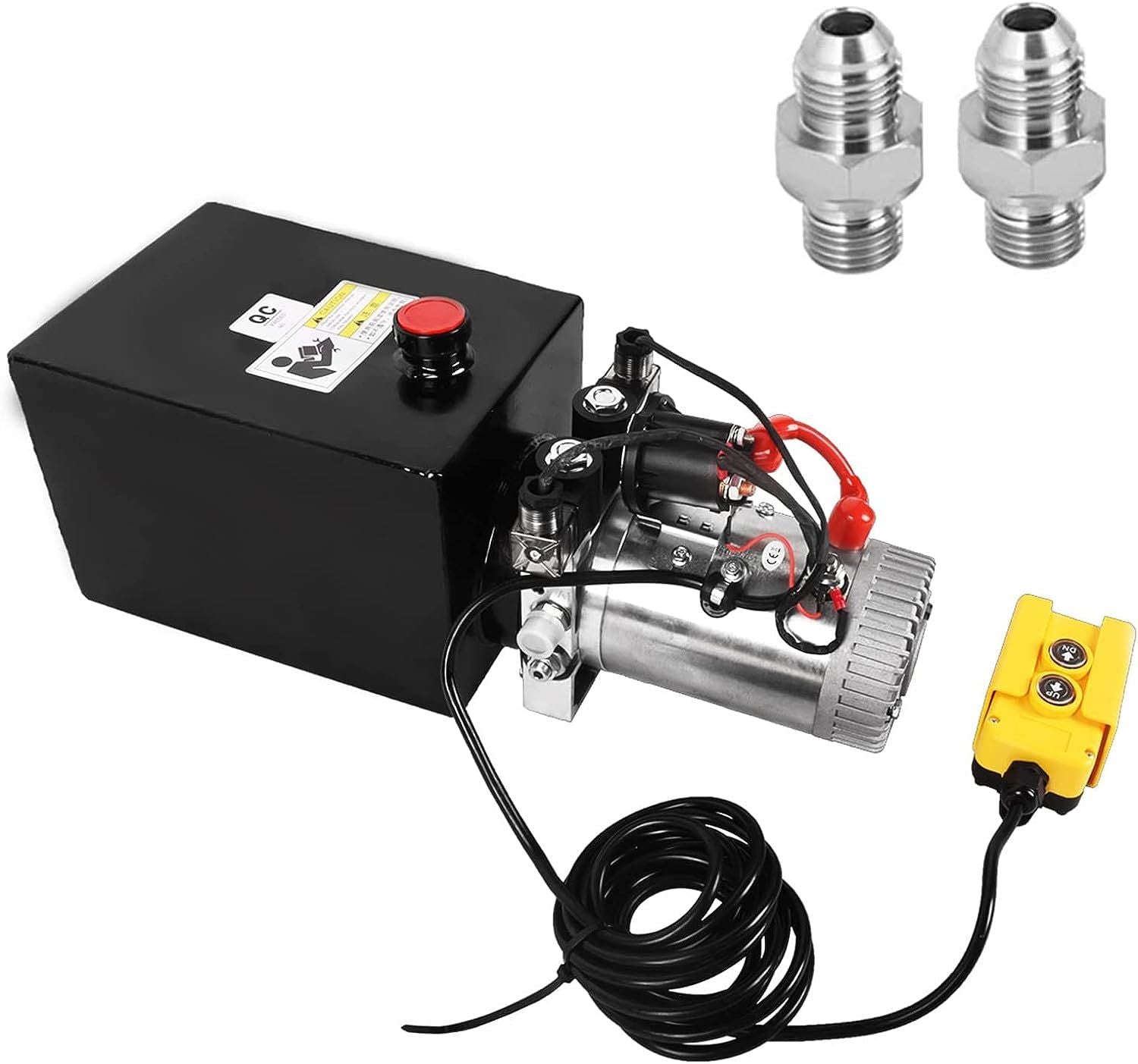 Hydraulic Pump 8 Quart 2 Gallon Hydraulic Power Unit Double Acting Metal Reservoir Dump Trailer Pump 12V DC Hydraulic Power Pump for Dump Trailer Car 