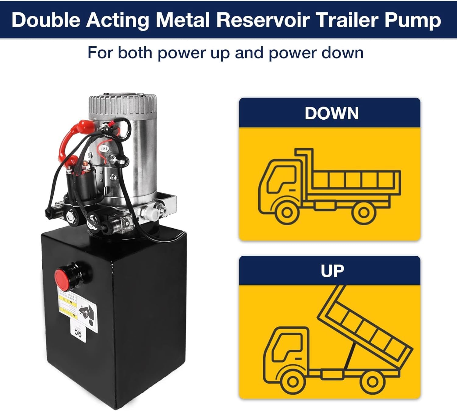 Hydraulic Pump 8 Quart 2 Gallon Hydraulic Power Unit Double Acting Metal Reservoir Dump Trailer Pump 12V DC Hydraulic Power Pump for Dump Trailer Car 