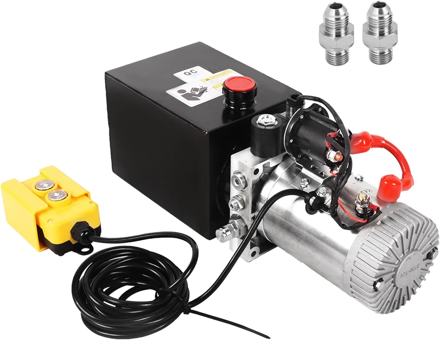 4 Quart Hydraulic Pump 12V DC 3200 PSI Single Acting Dump Trailer Pump Hydraulic Power Unit with Metal Reservoir for Dump Trailer Car Lifting Platform