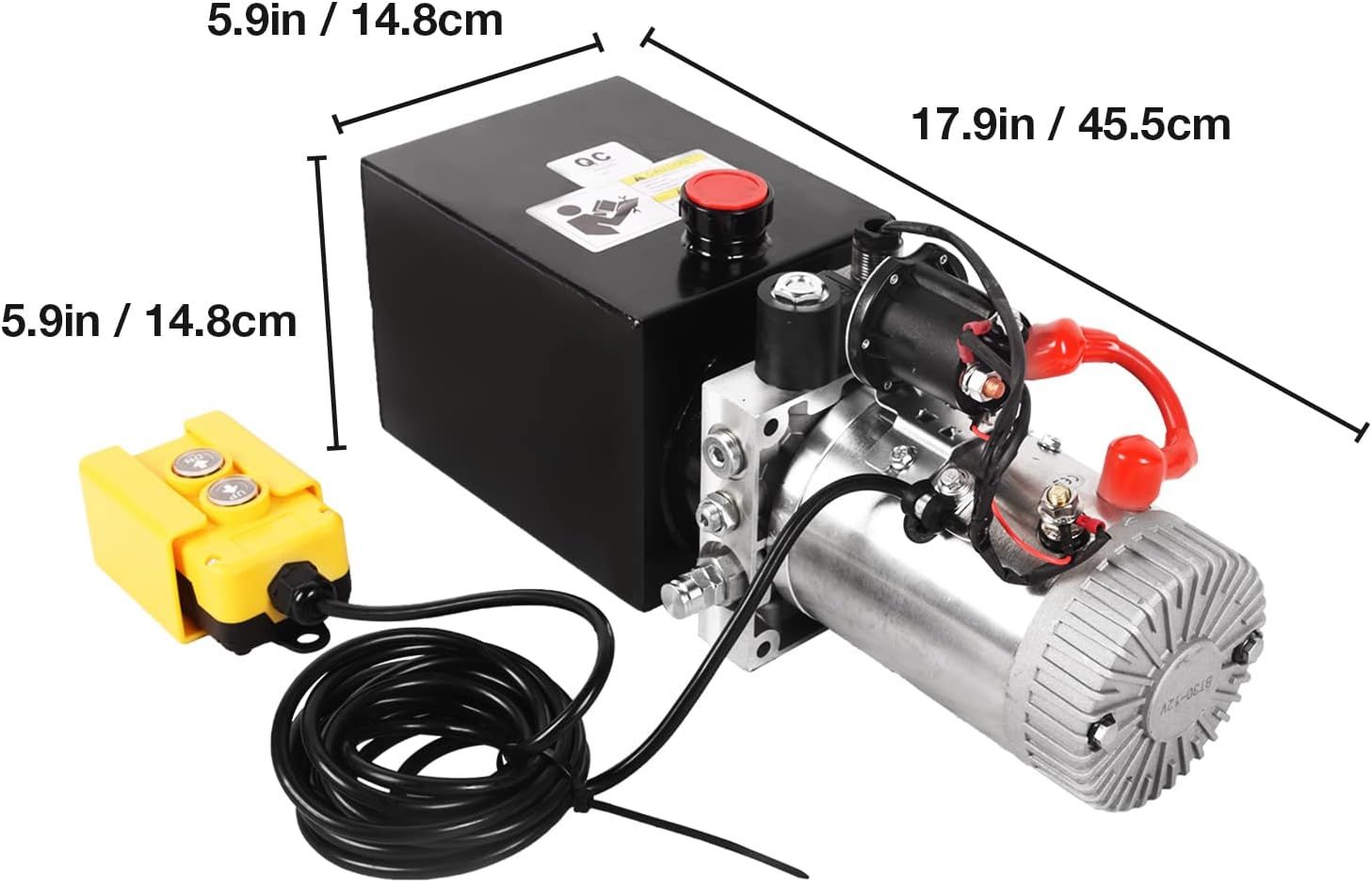 4 Quart Hydraulic Pump 12V DC 3200 PSI Single Acting Dump Trailer Pump Hydraulic Power Unit with Metal Reservoir for Dump Trailer Car Lifting Platform