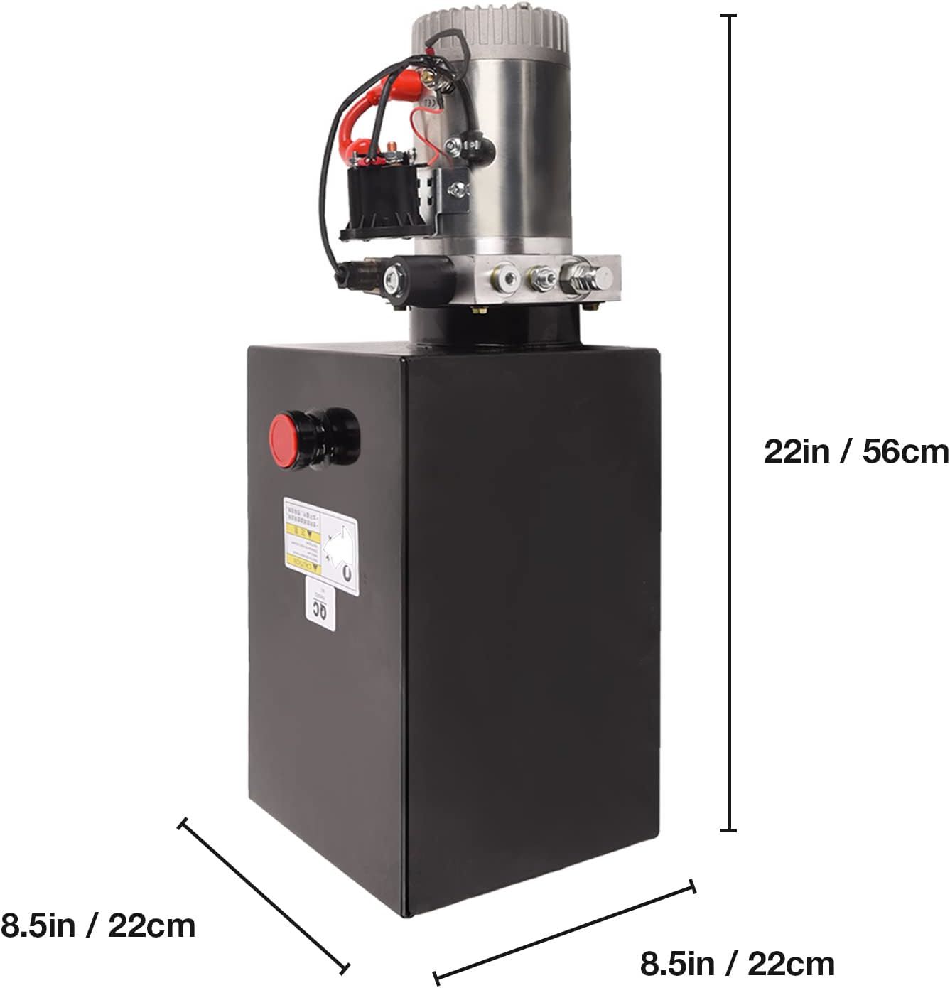 15 Quart Hydraulic Power Unit 12V Single Acting Metal Reservoir Dump Trailer Pump w/Remote Control for Dump Trailer Car Lifting